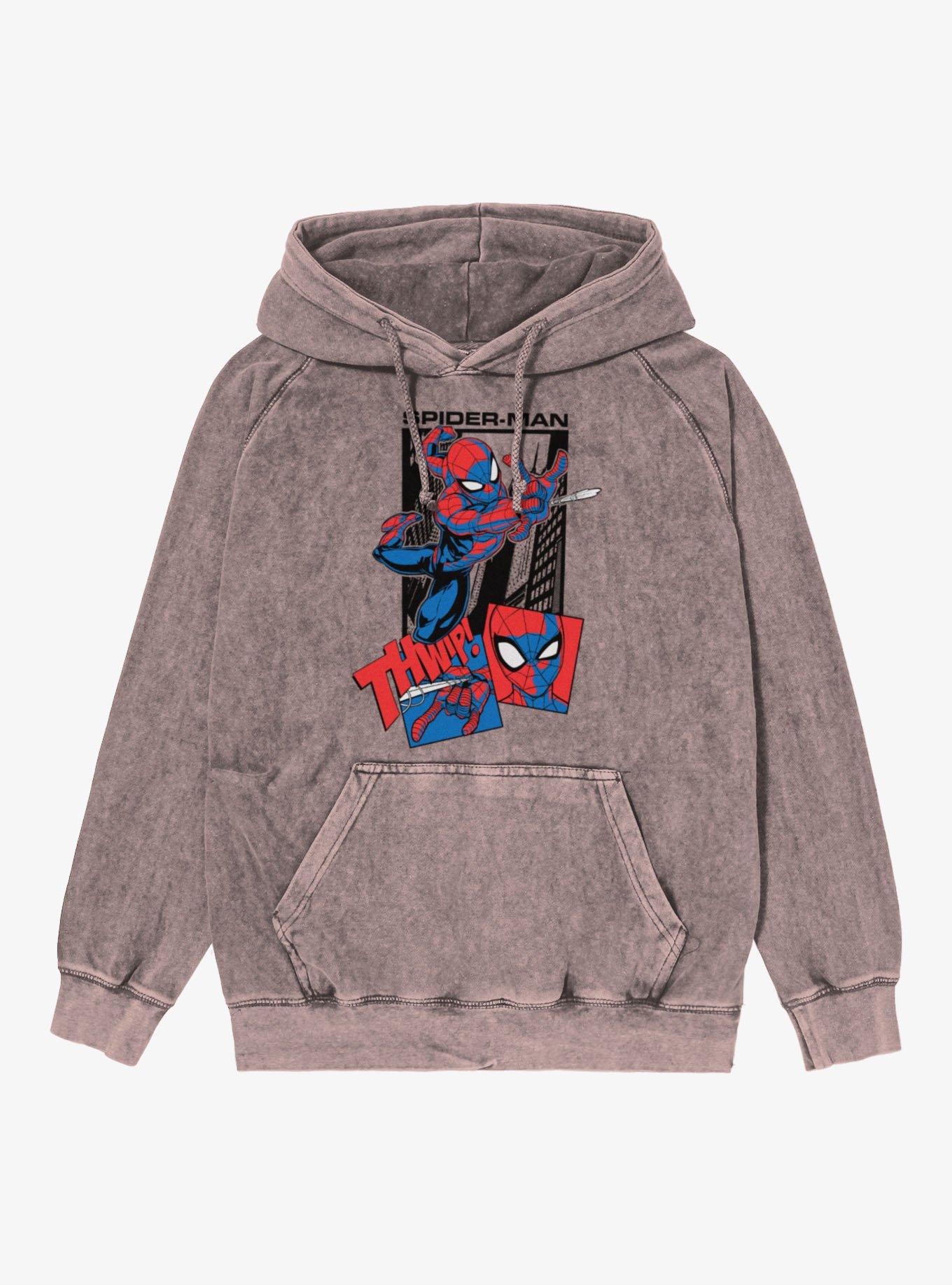 Marvel Spider-Man Thwip Through The City Panel Mineral Wash Hoodie