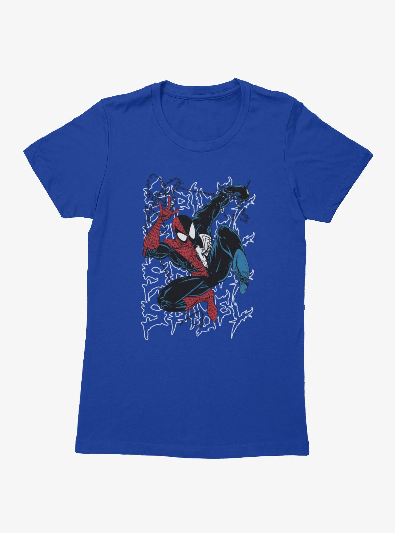 Marvel Comics Retro Half Venom Web Leap Womens T-Shirt
