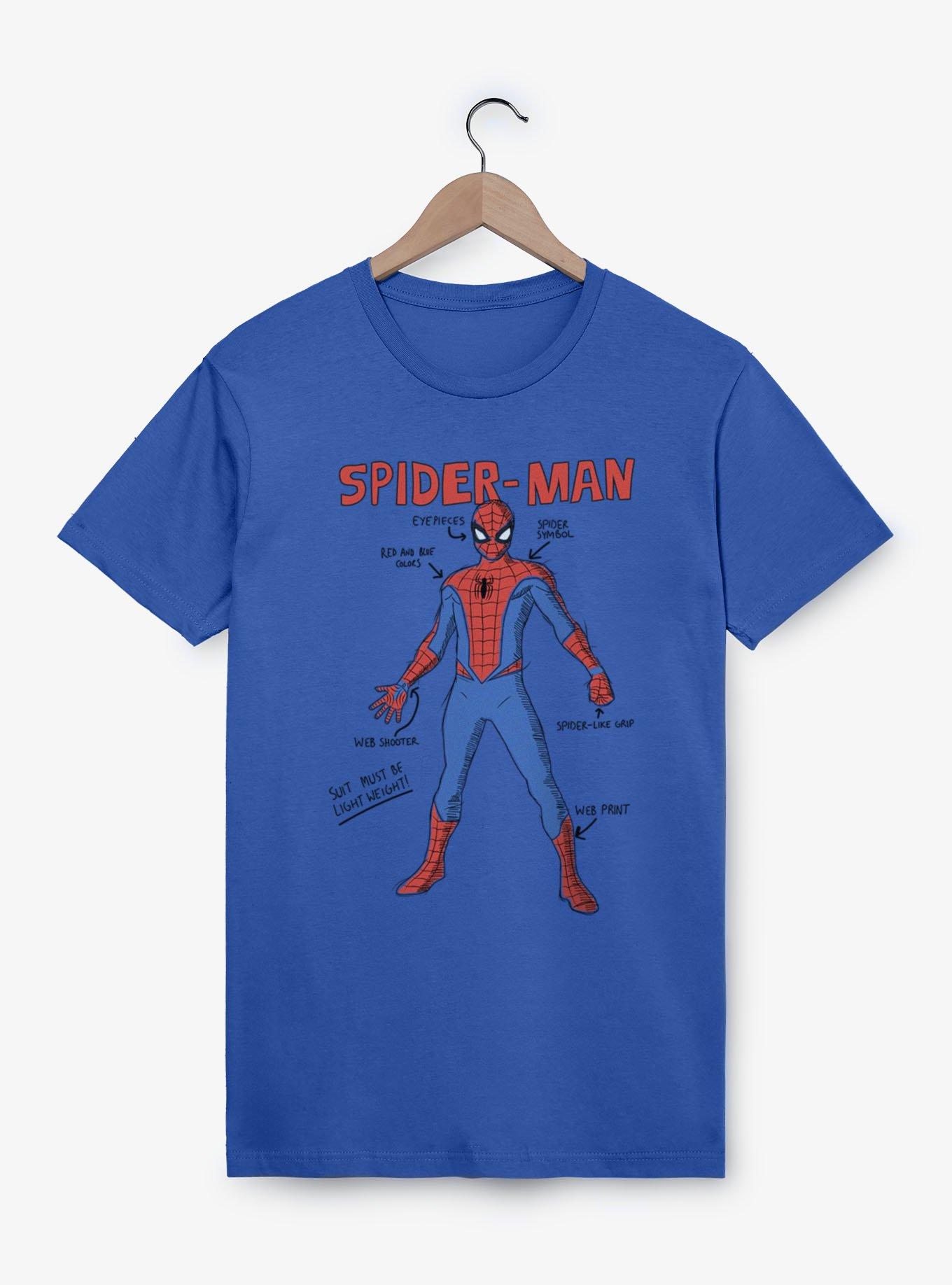 Marvel Spider-Man Suit Drawing Schematics T-Shirt, , hi-res