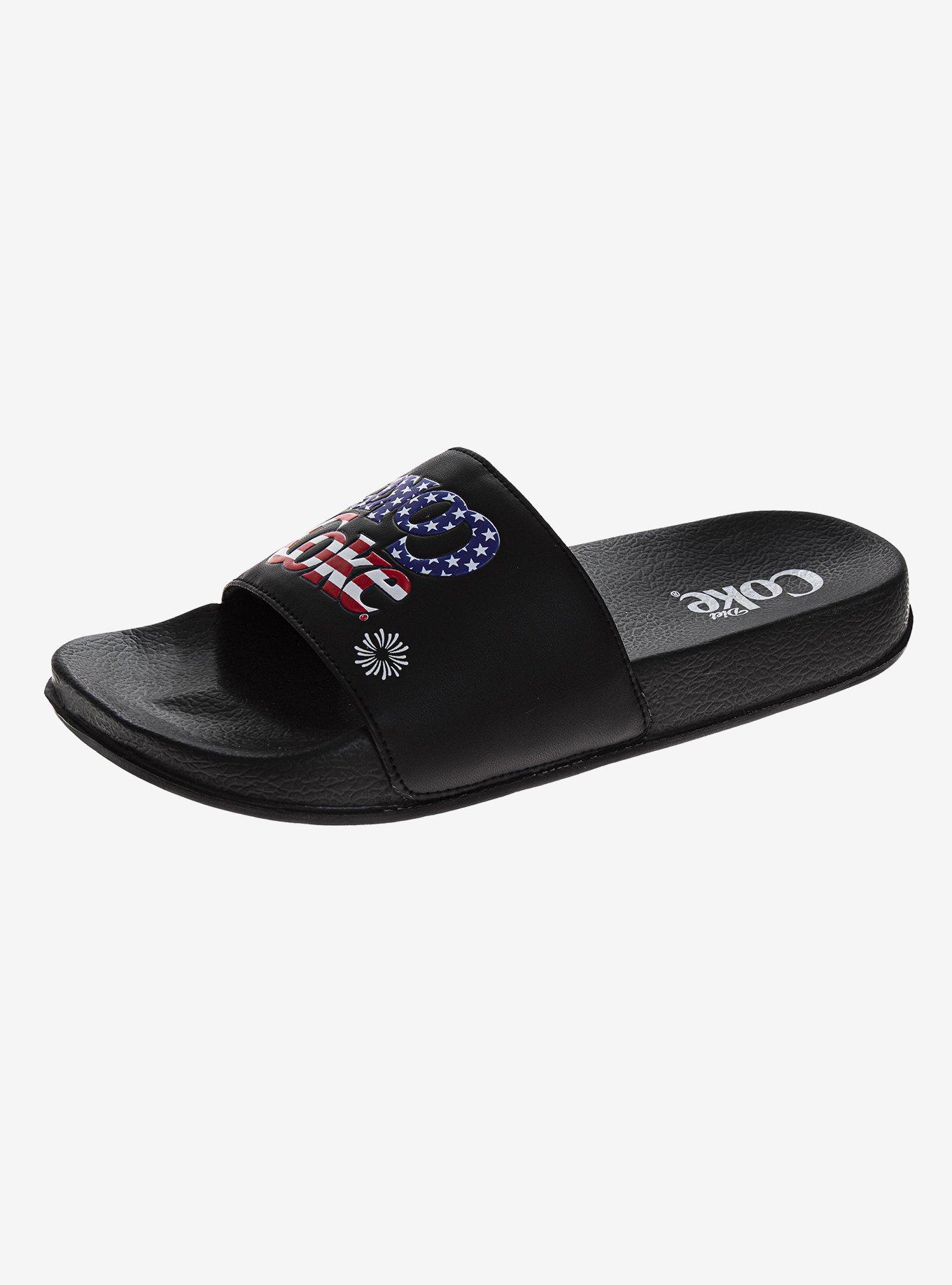 Coca-Cola Black USA Flag Men's Slide Sandals