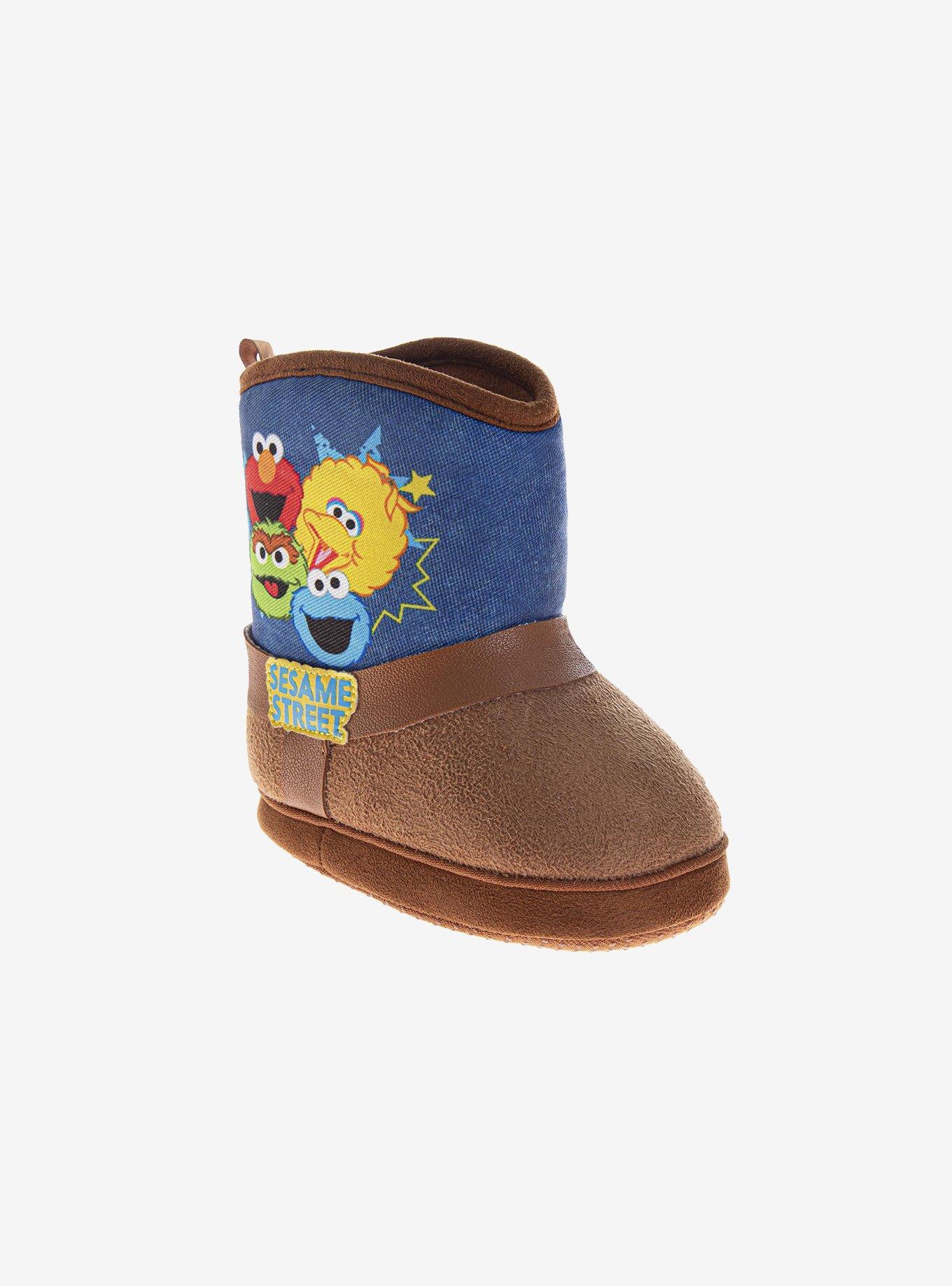 Sesame Street Oscar Cookie and Big Bird Fuzzy Ankle Slippers Infant & Toddler Boots, , hi-res
