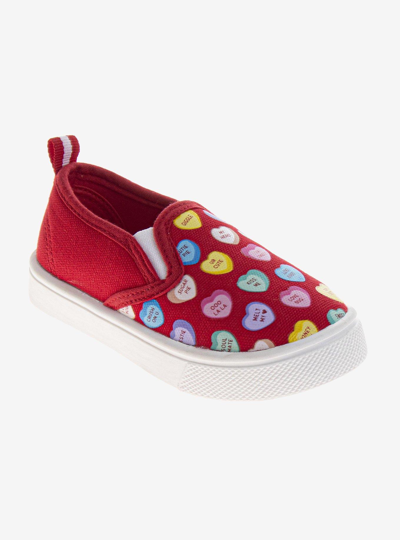 Sweethearts Conversation Hearts Slip On Sweet Adorable Toddler Shoes Red, , hi-res