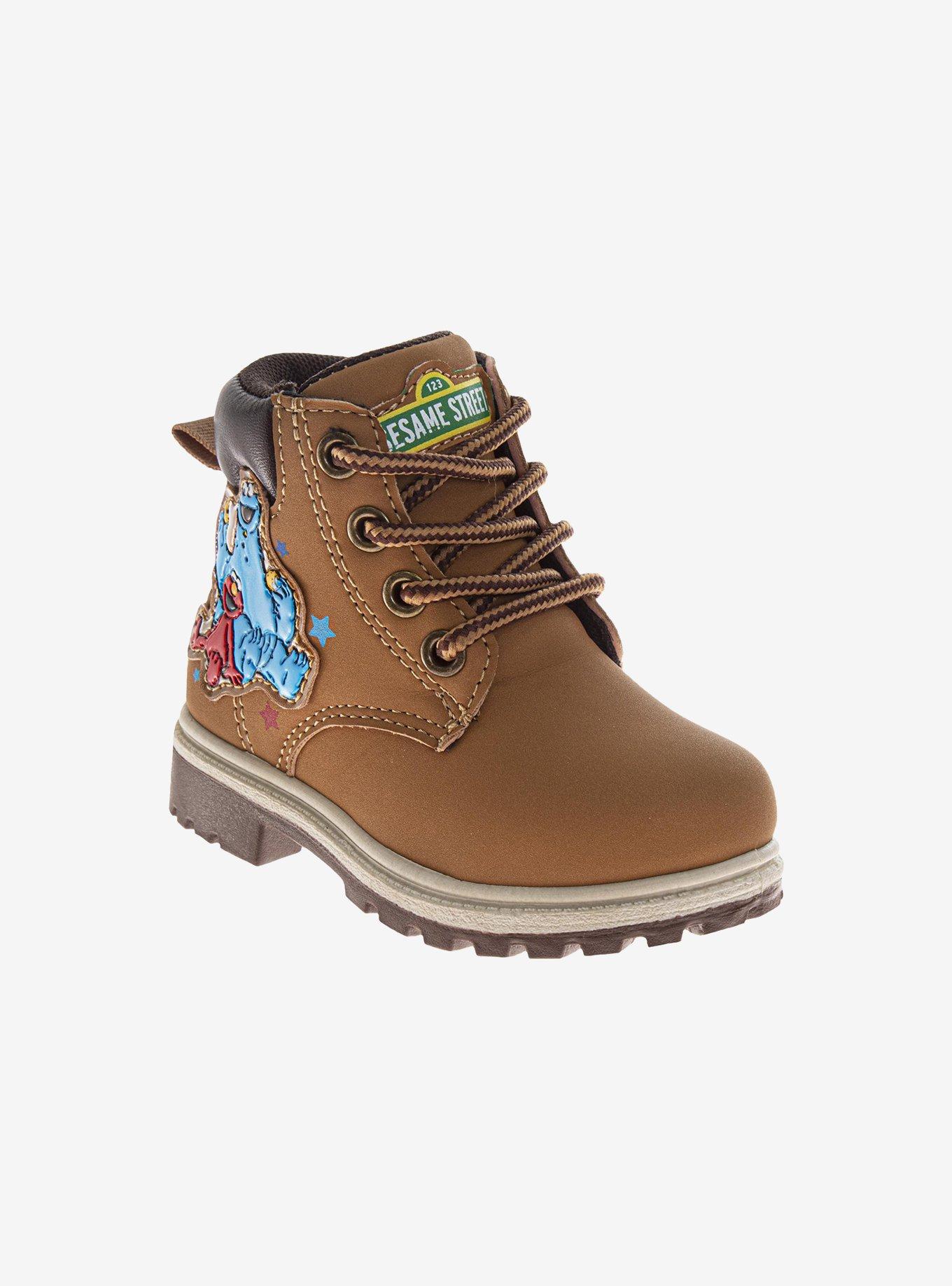 Sesame Street Elmo and Cookie Monster Lace Up Toddler & Little Kids Boots, , hi-res