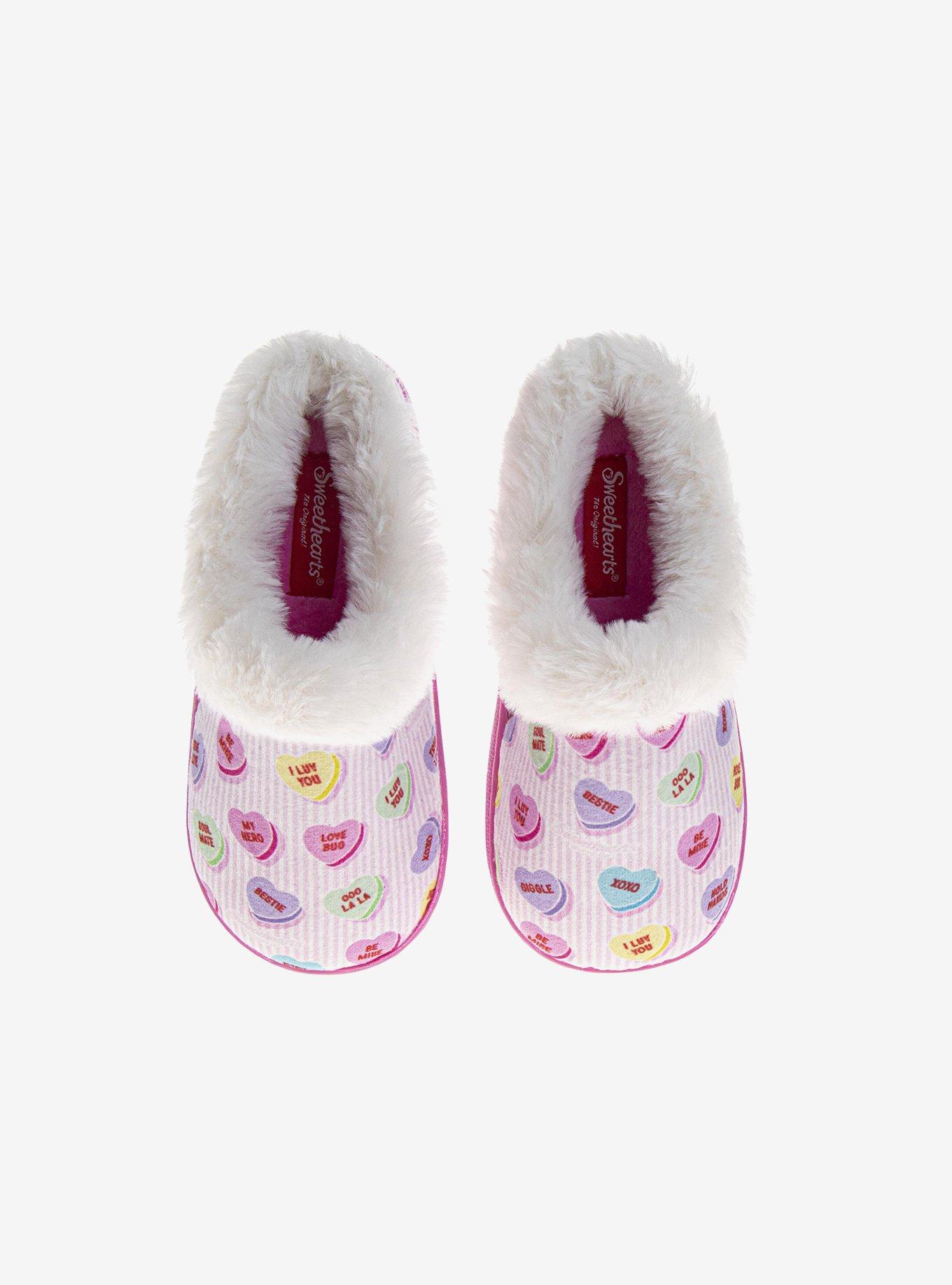 Sweethearts Conversation Hearts Cozy Plush Warm Lined Kids Slippers, , hi-res