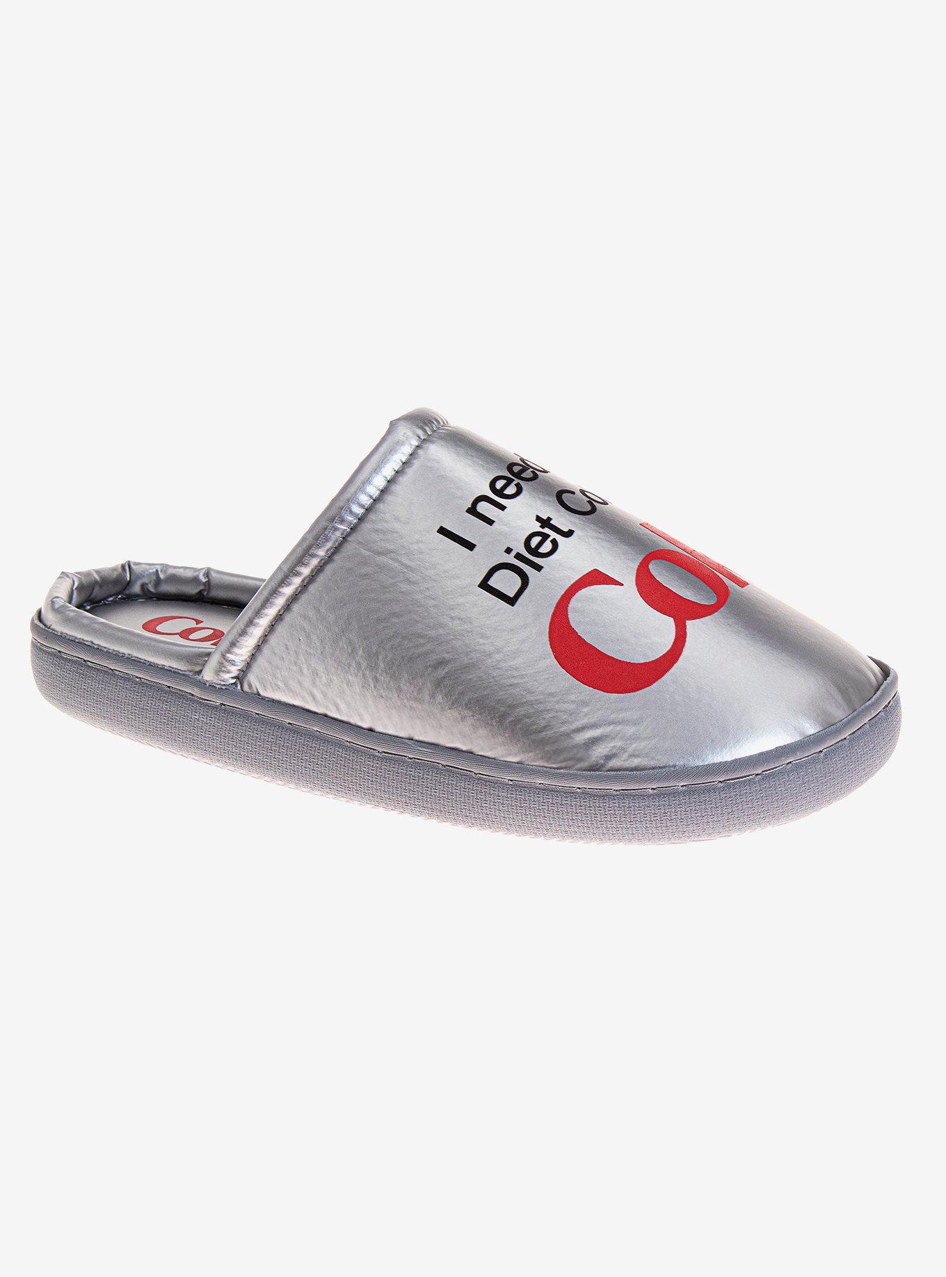 Coca-Cola I Need A Diet Coke Men's Cozy Slippers Grey Silver