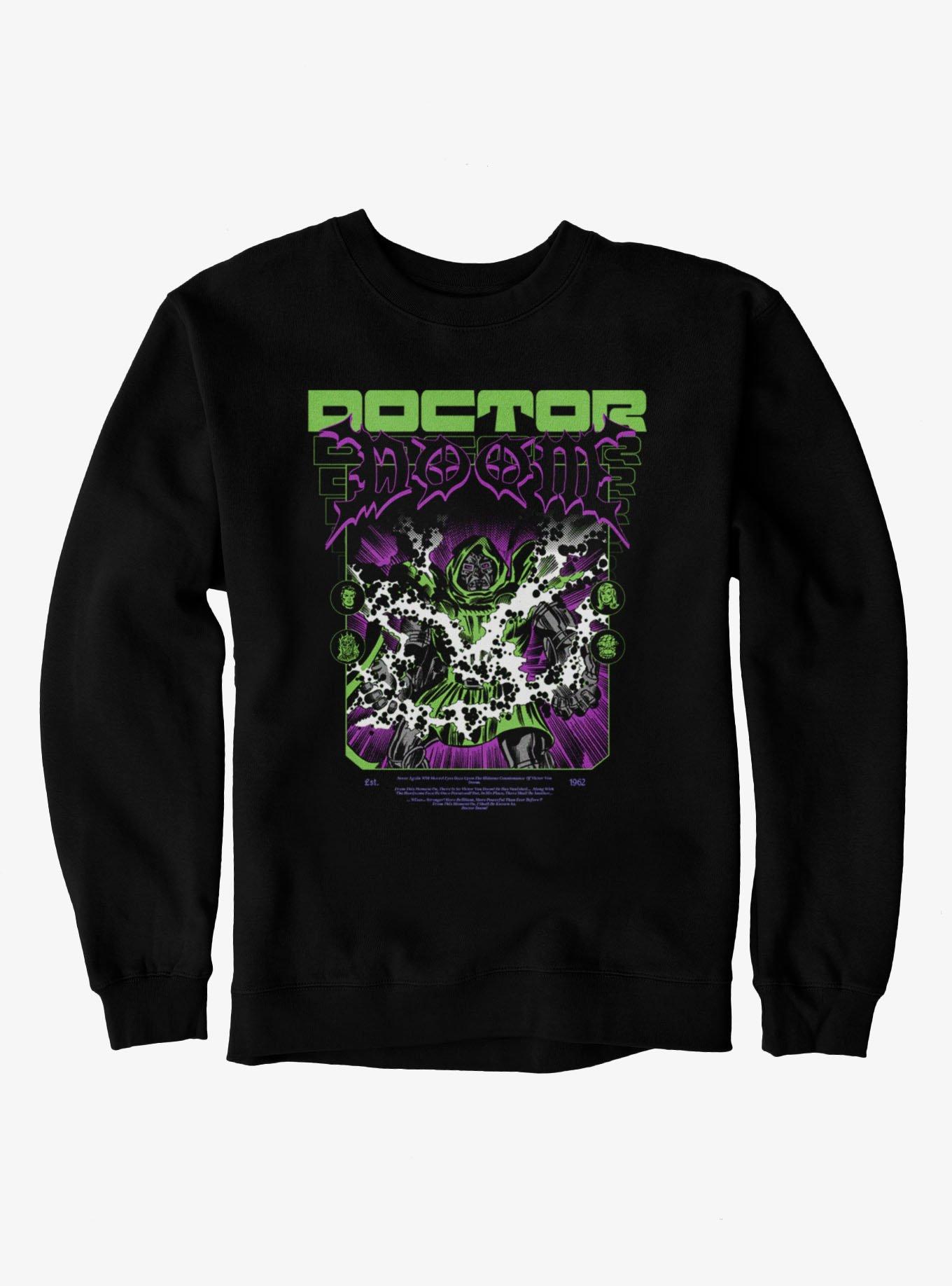 Marvel Comics Retro Doctor Doom Green Purple Explosion Sweatshirt, , hi-res