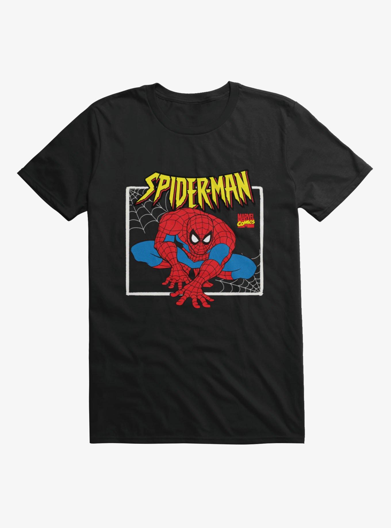 Marvel Spider-Man Wall Crawler Pose Retro Mens T-Shirt