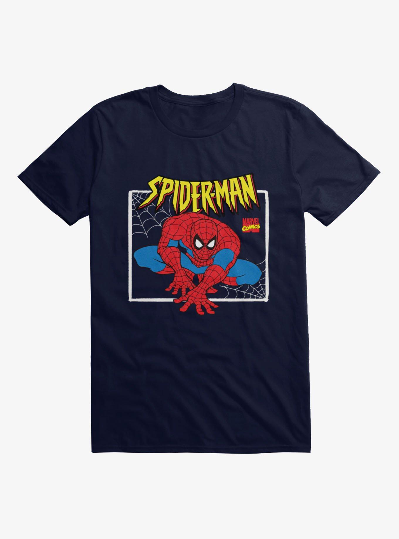 Marvel Spider-Man Wall Crawler Pose Retro Mens T-Shirt