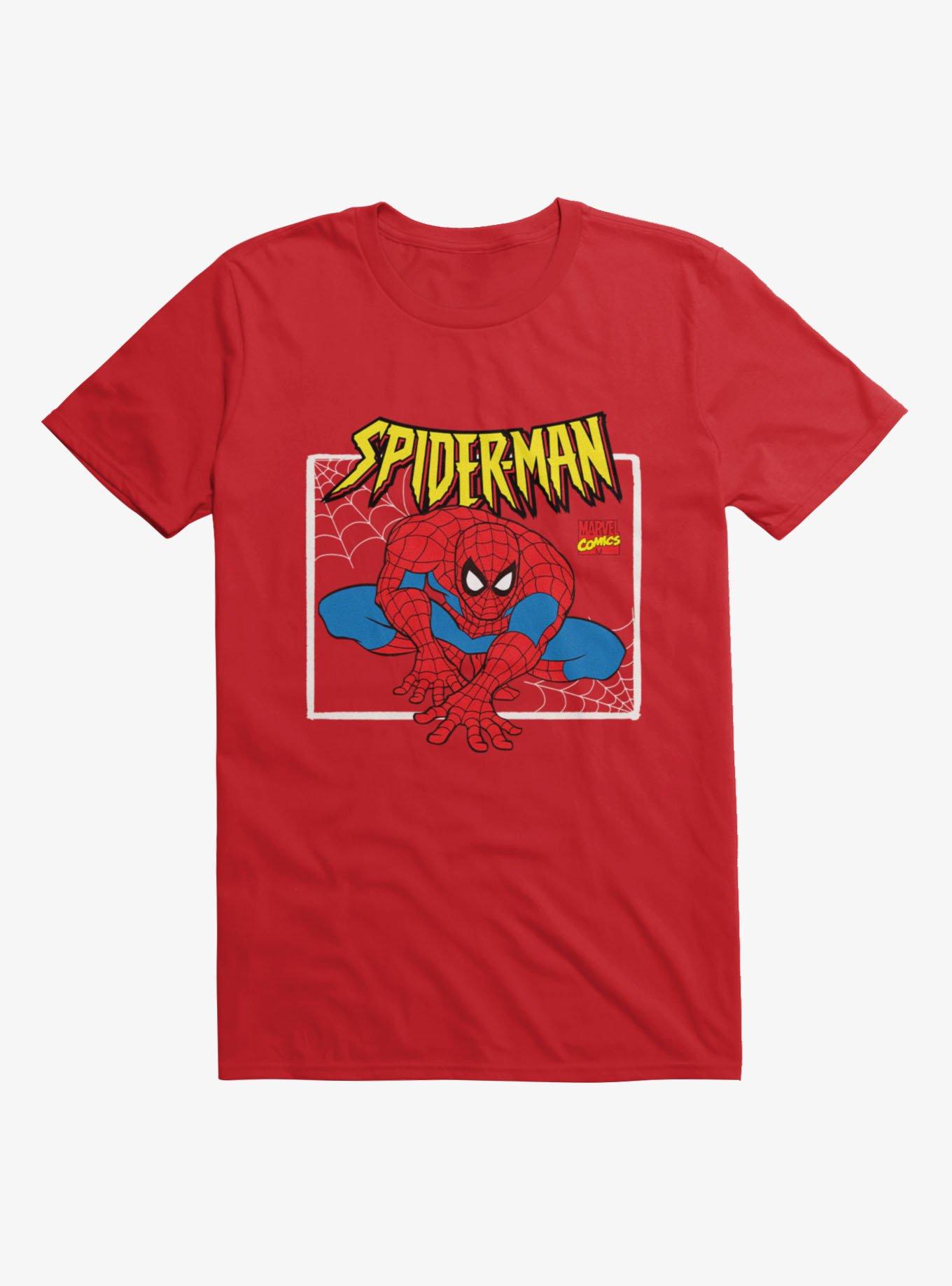 Marvel Spider-Man Wall Crawler Pose Retro Mens T-Shirt
