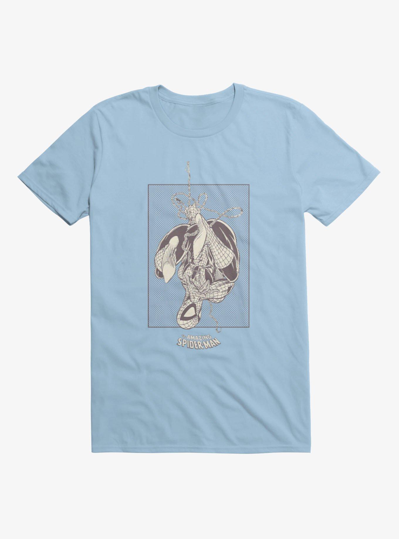 Marvel Spider-Man Web Upside Down Pose Retro Mens T-Shirt, , hi-res