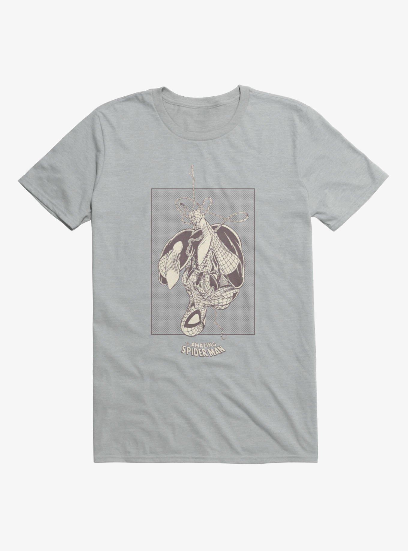 Marvel Spider-Man Web Upside Down Pose Retro Mens T-Shirt, , hi-res