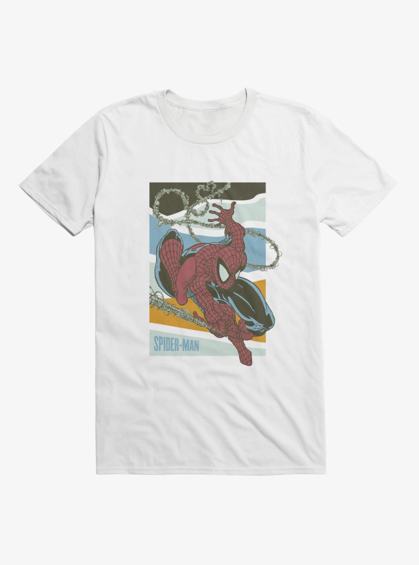 Marvel Spider-Man Swinging Through Abstract Lines Mens T-Shirt, , hi-res