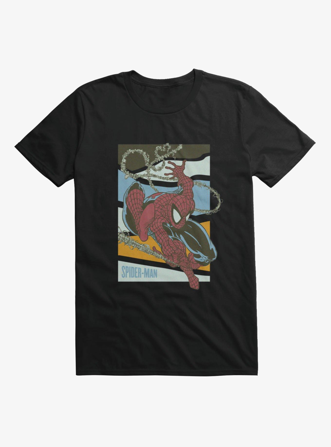 Marvel Spider-Man Swinging Through Abstract Lines Mens T-Shirt, , hi-res