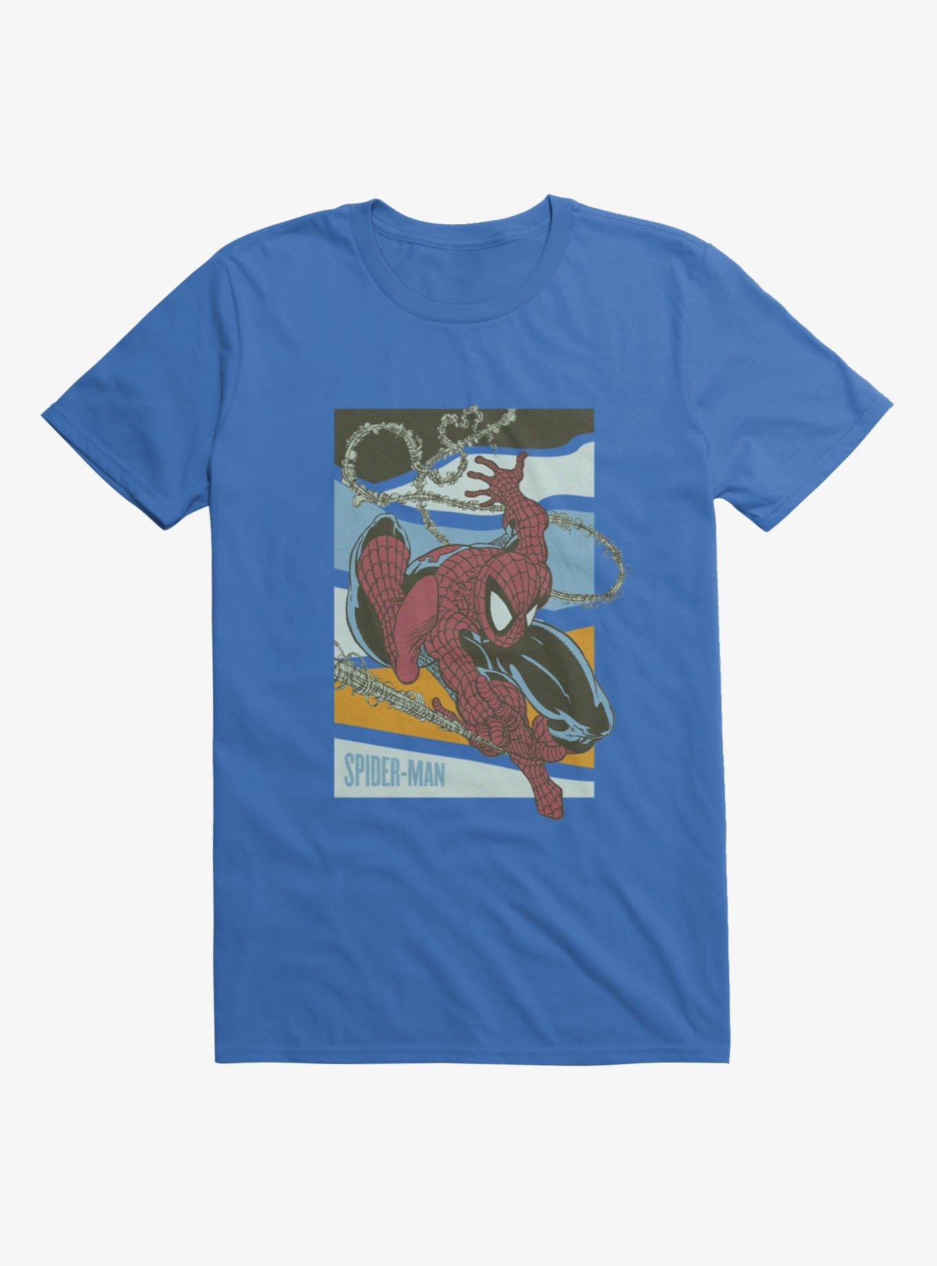 Marvel Spider-Man Swinging Through Abstract Lines Mens T-Shirt, , hi-res