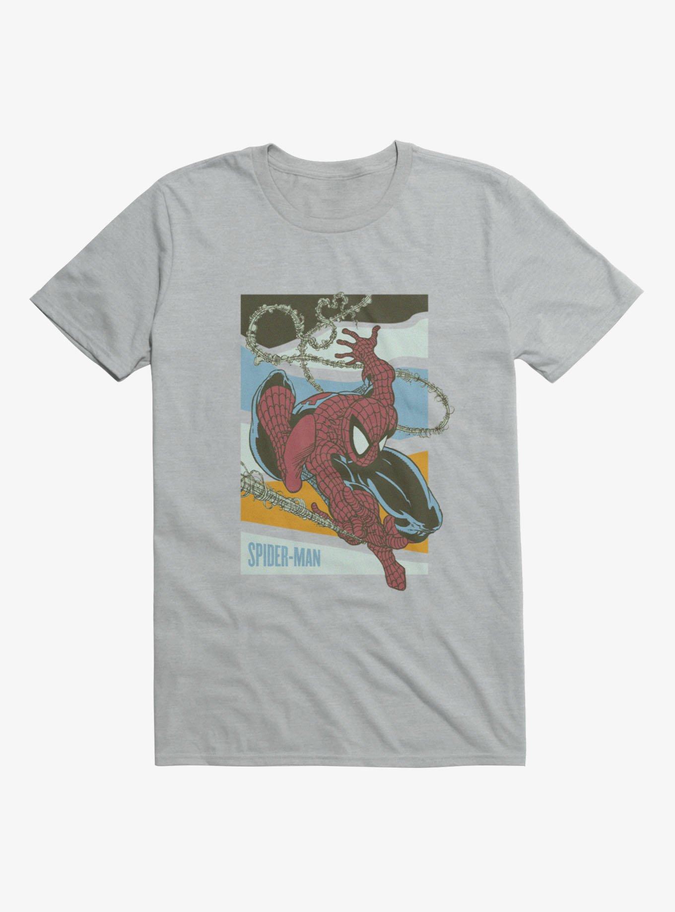 Marvel Spider-Man Swinging Through Abstract Lines Mens T-Shirt, , hi-res