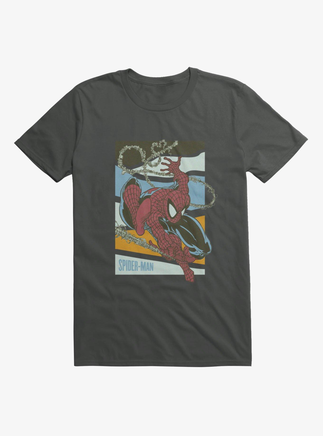 Marvel Spider-Man Swinging Through Abstract Lines Mens T-Shirt, , hi-res
