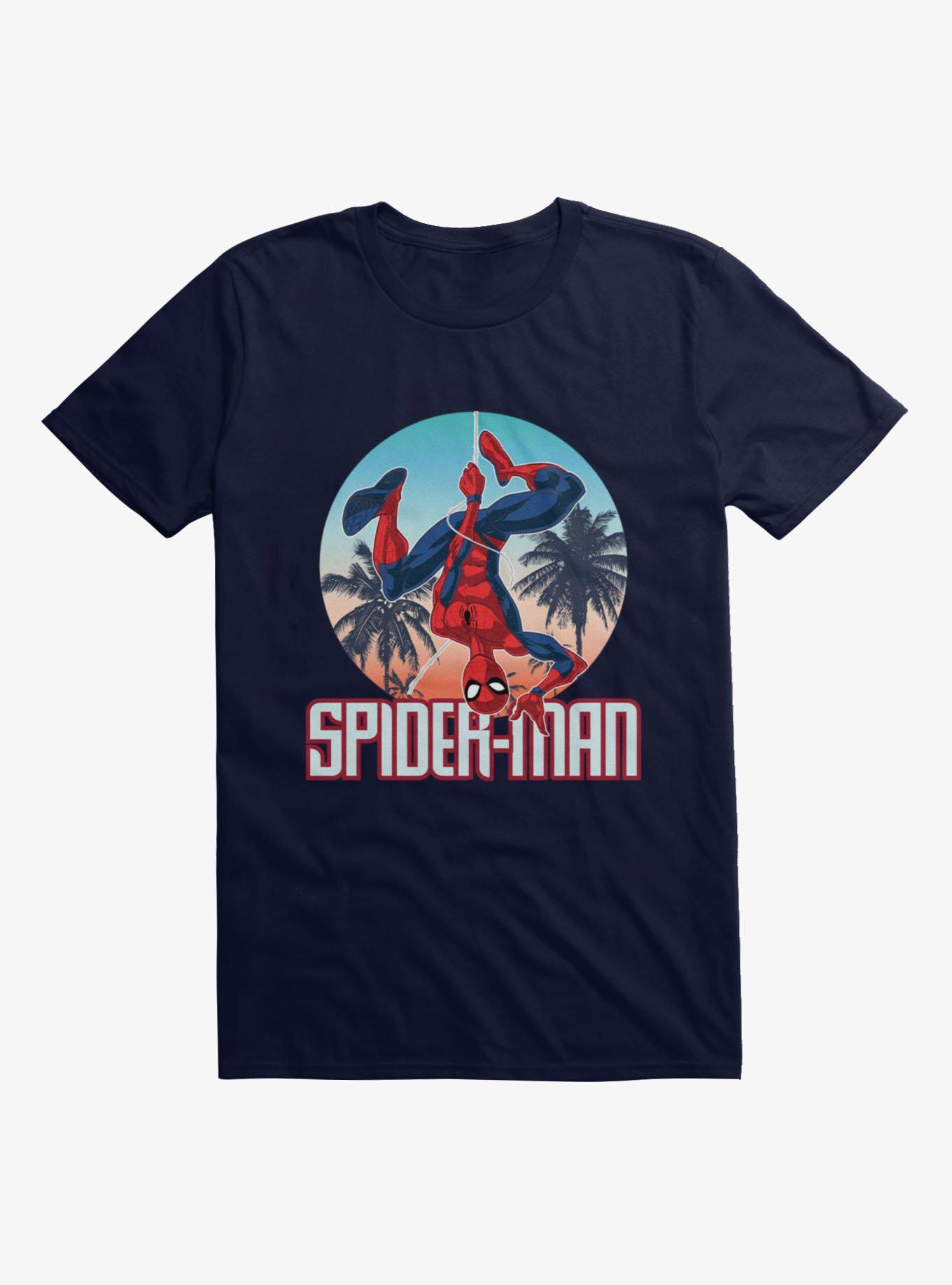 Marvel Spider-Man Palm Trees Circle Logo Mens T-Shirt, , hi-res