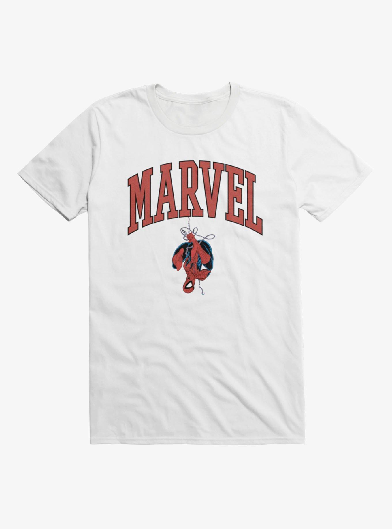 Marvel Spider-Man Hanging Upside Down Logo Mens T-Shirt, , hi-res