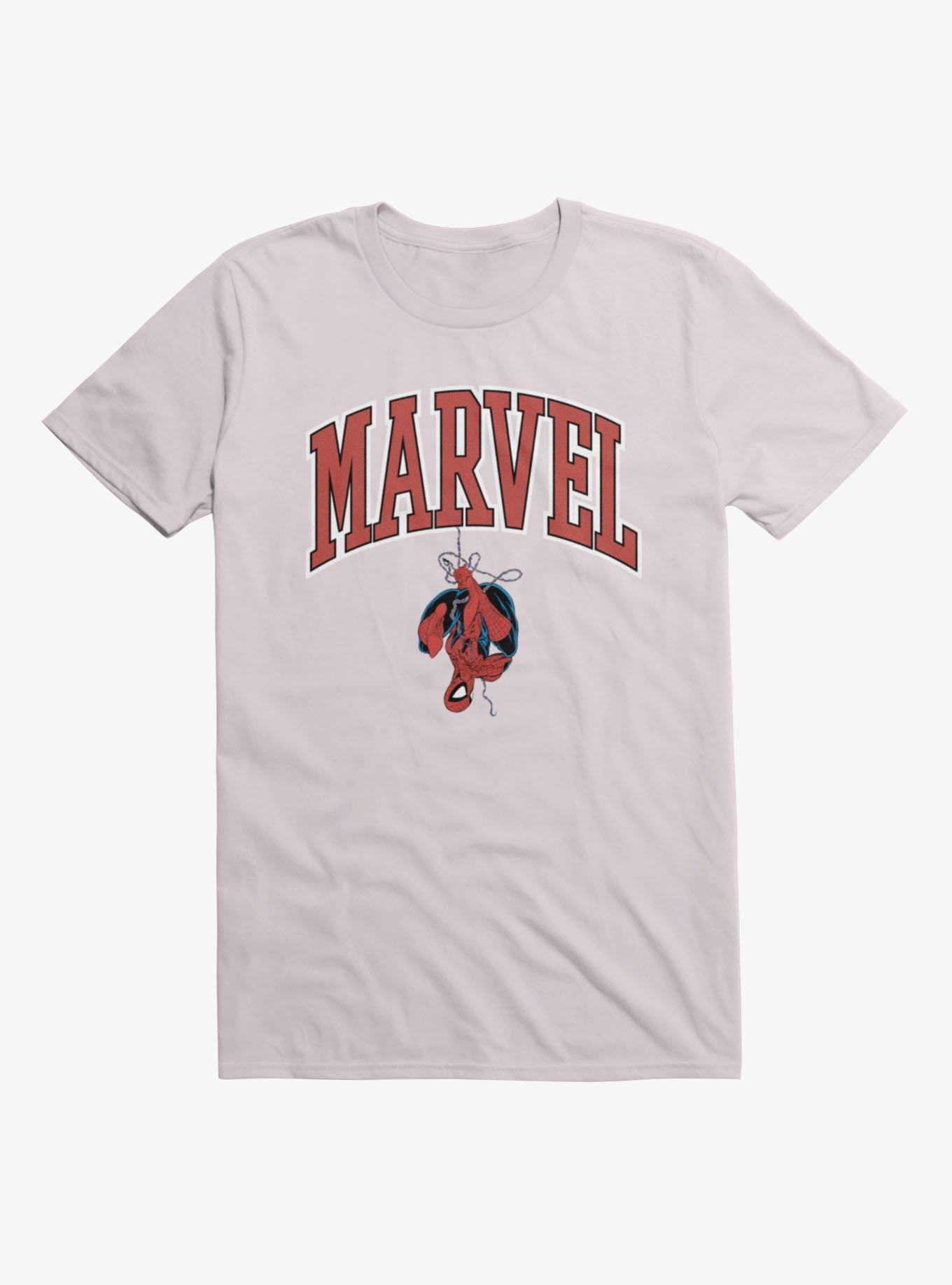 Marvel Spider-Man Hanging Upside Down Logo Mens T-Shirt, , hi-res