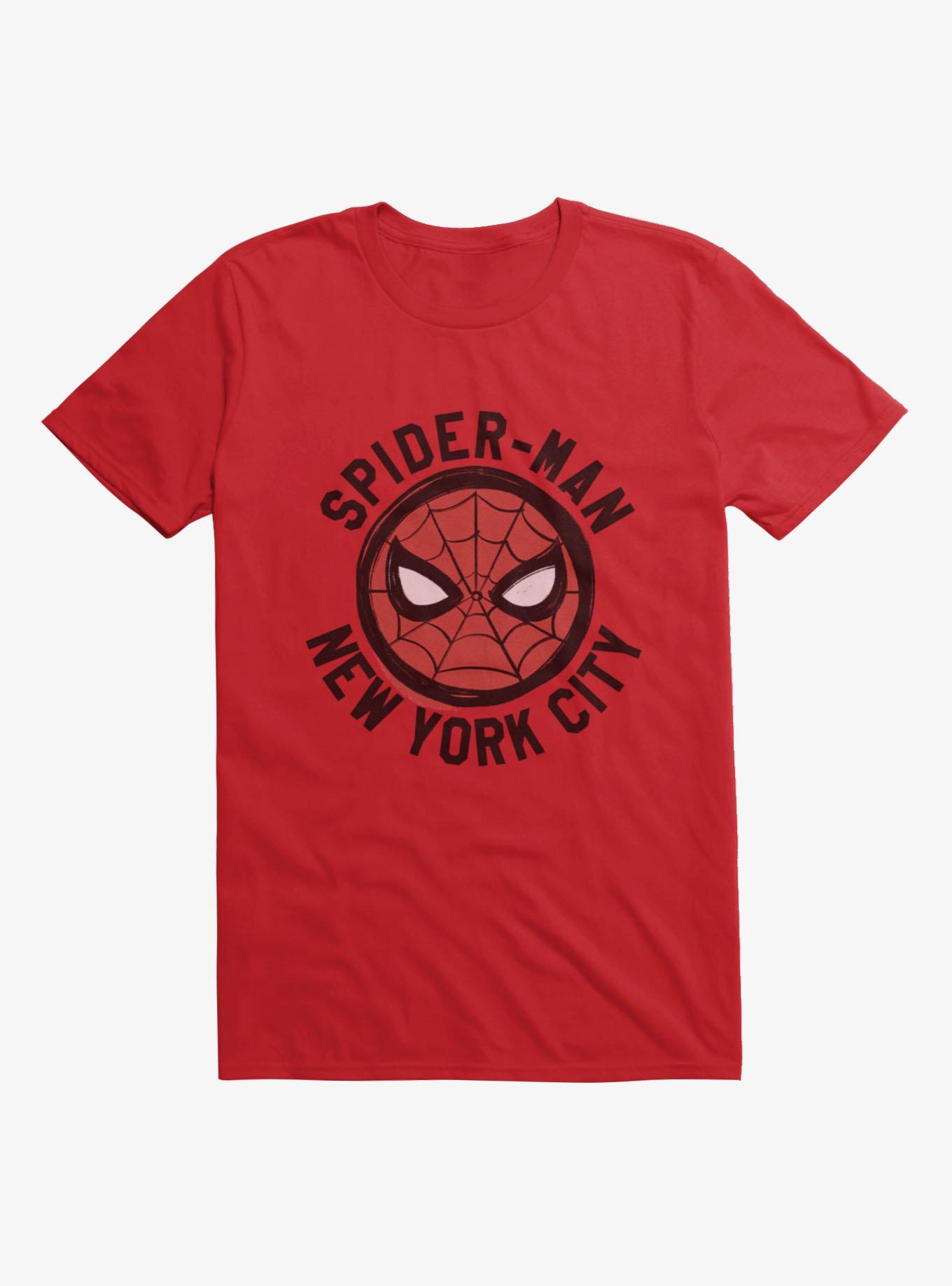 Marvel Spider-Man New York City Spidey Face Mens T-Shirt, , hi-res