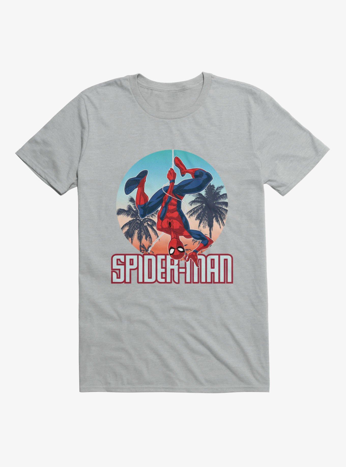 Marvel Spider-Man Palm Trees Circle Logo Mens T-Shirt