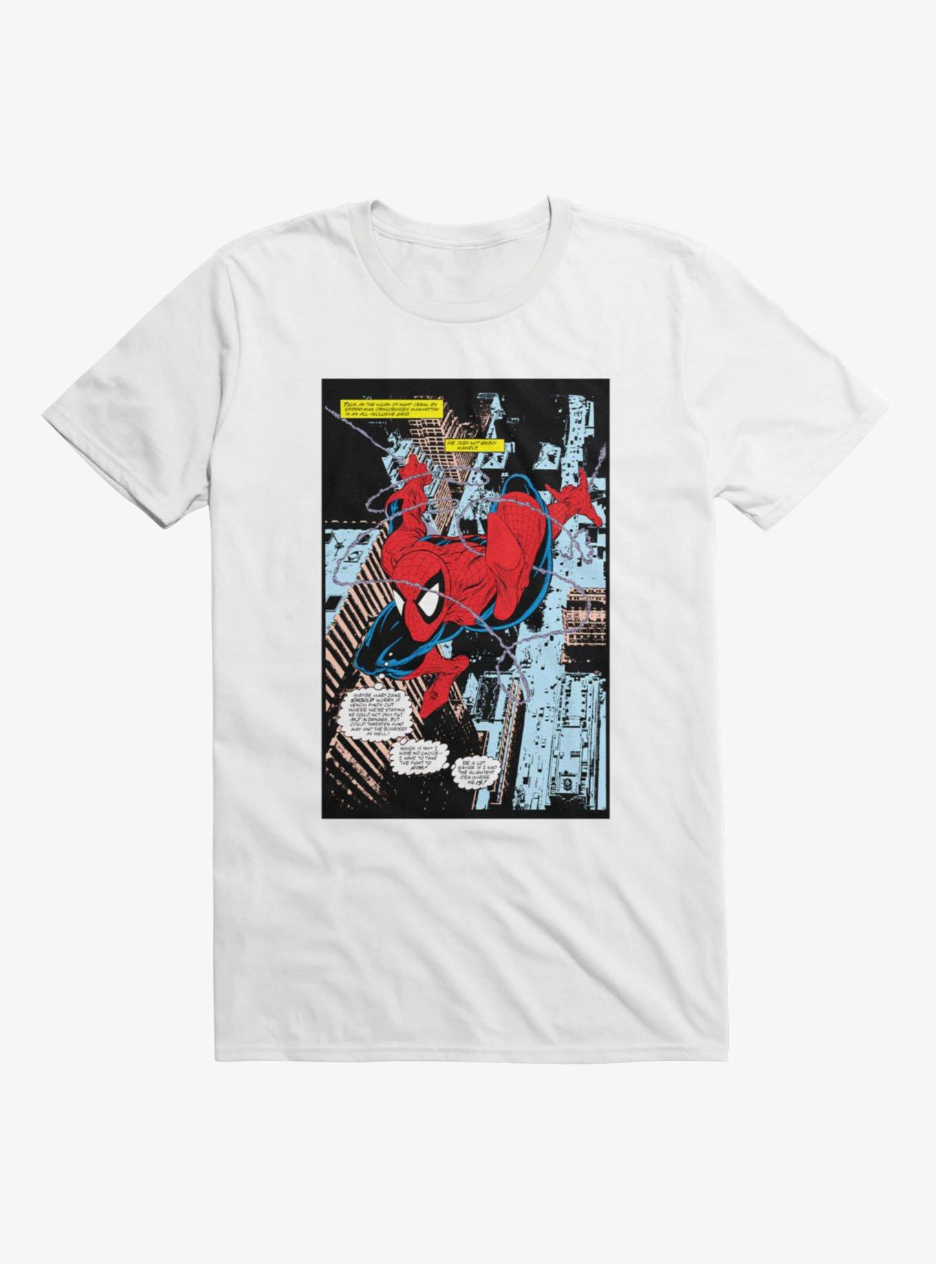 Marvel Spider-Man Swinging Through the City Mens T-Shirt