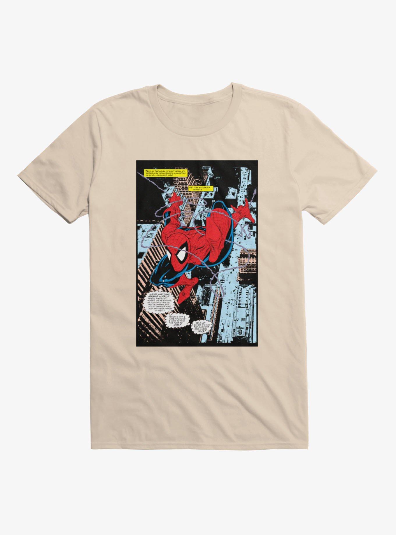 Marvel Spider-Man Swinging Through the City Mens T-Shirt