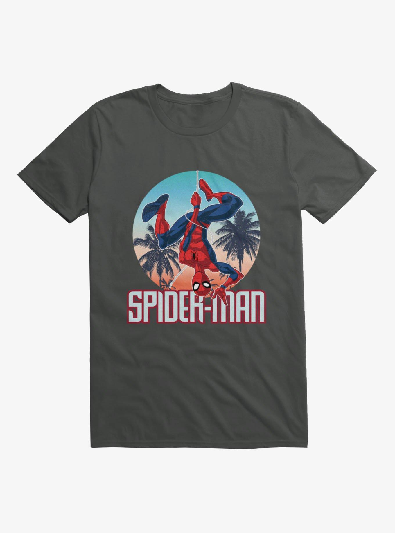 Marvel Spider-Man Palm Trees Circle Logo Mens T-Shirt, , hi-res