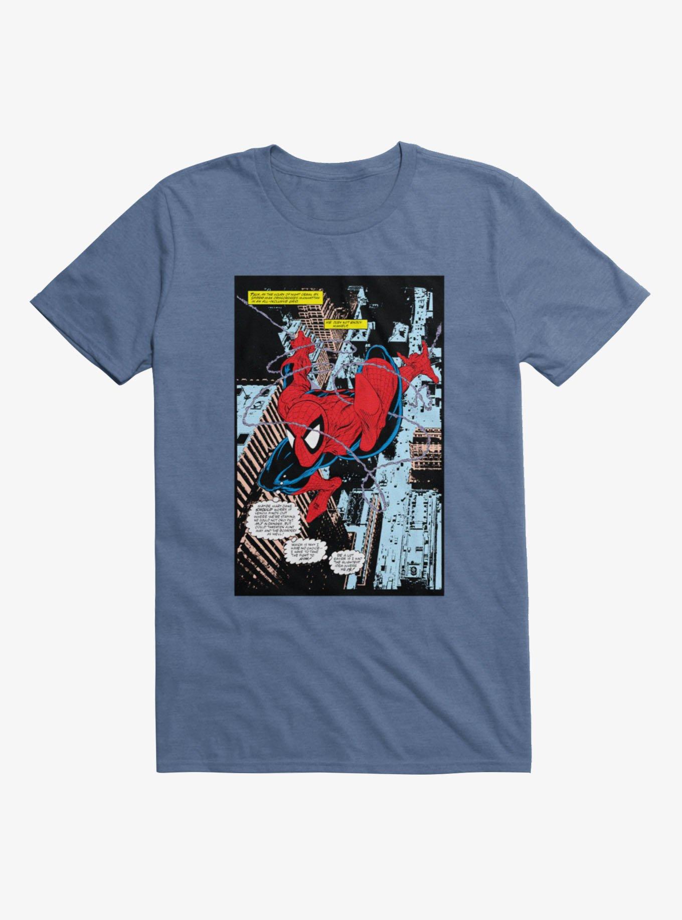 Marvel Spider-Man Swinging Through the City Mens T-Shirt