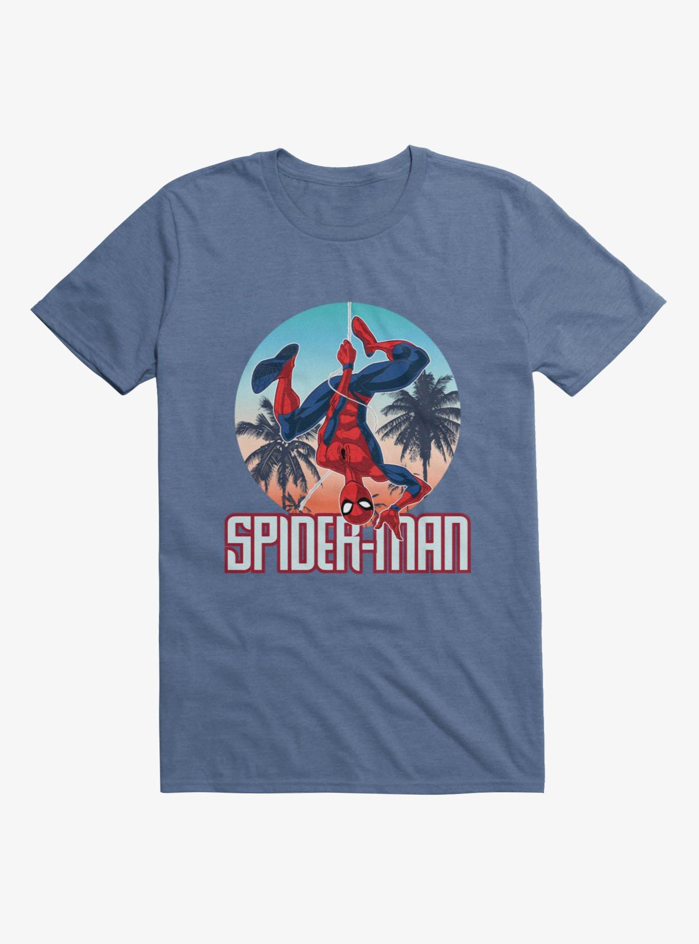 Marvel Spider-Man Palm Trees Circle Logo Mens T-Shirt, , hi-res
