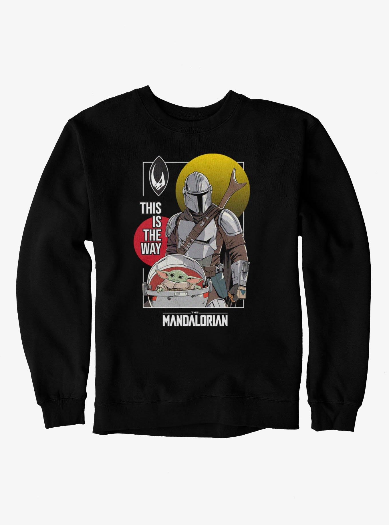 Star Wars The Mandalorian This Way Double Sun Mando Grogu Sweatshirt, BLACK, hi-res view 1
