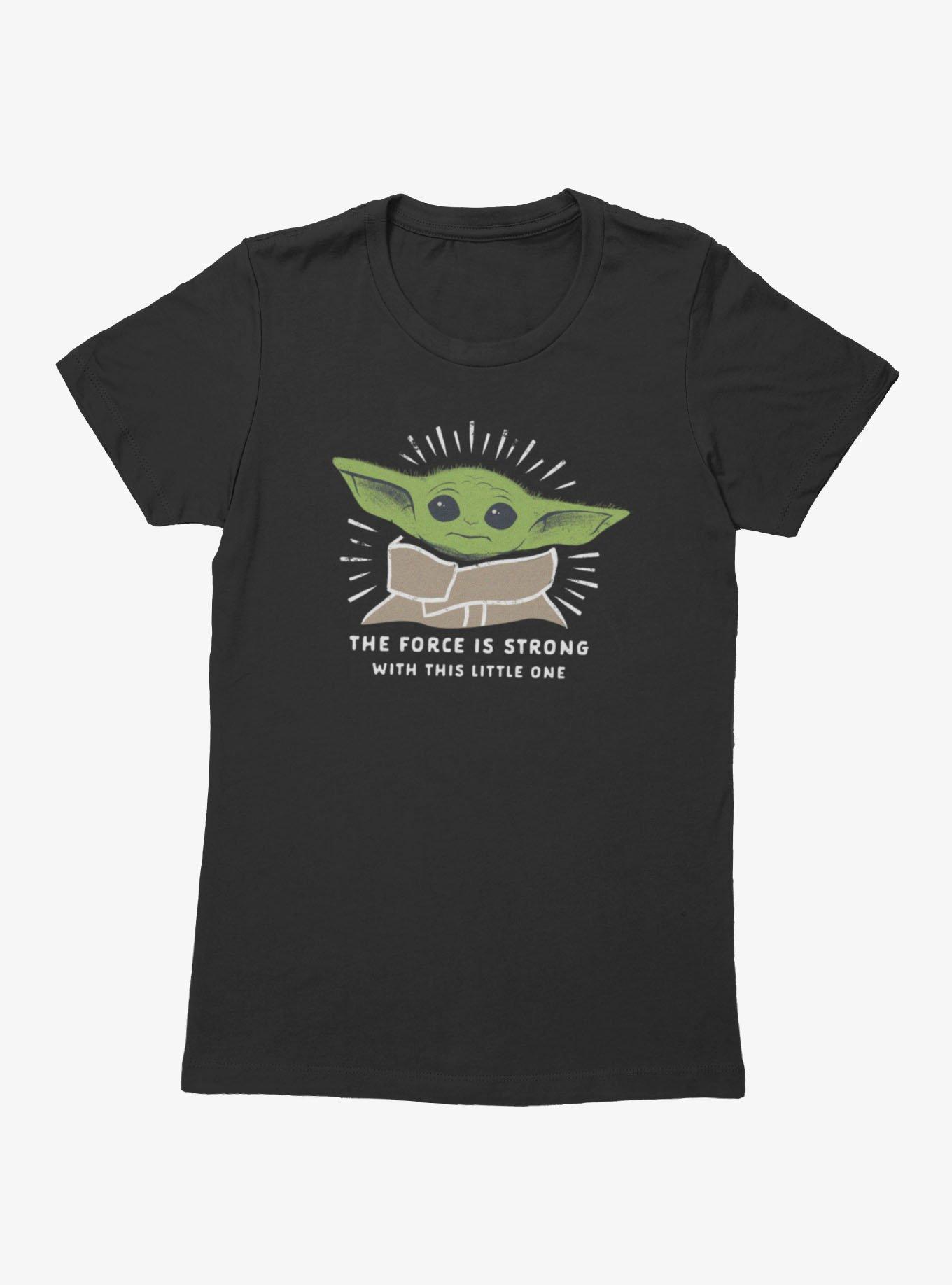 Star Wars The Mandalorian Force Is Strong Little One Burst Womens T-Shirt, BLACK, hi-res view 1