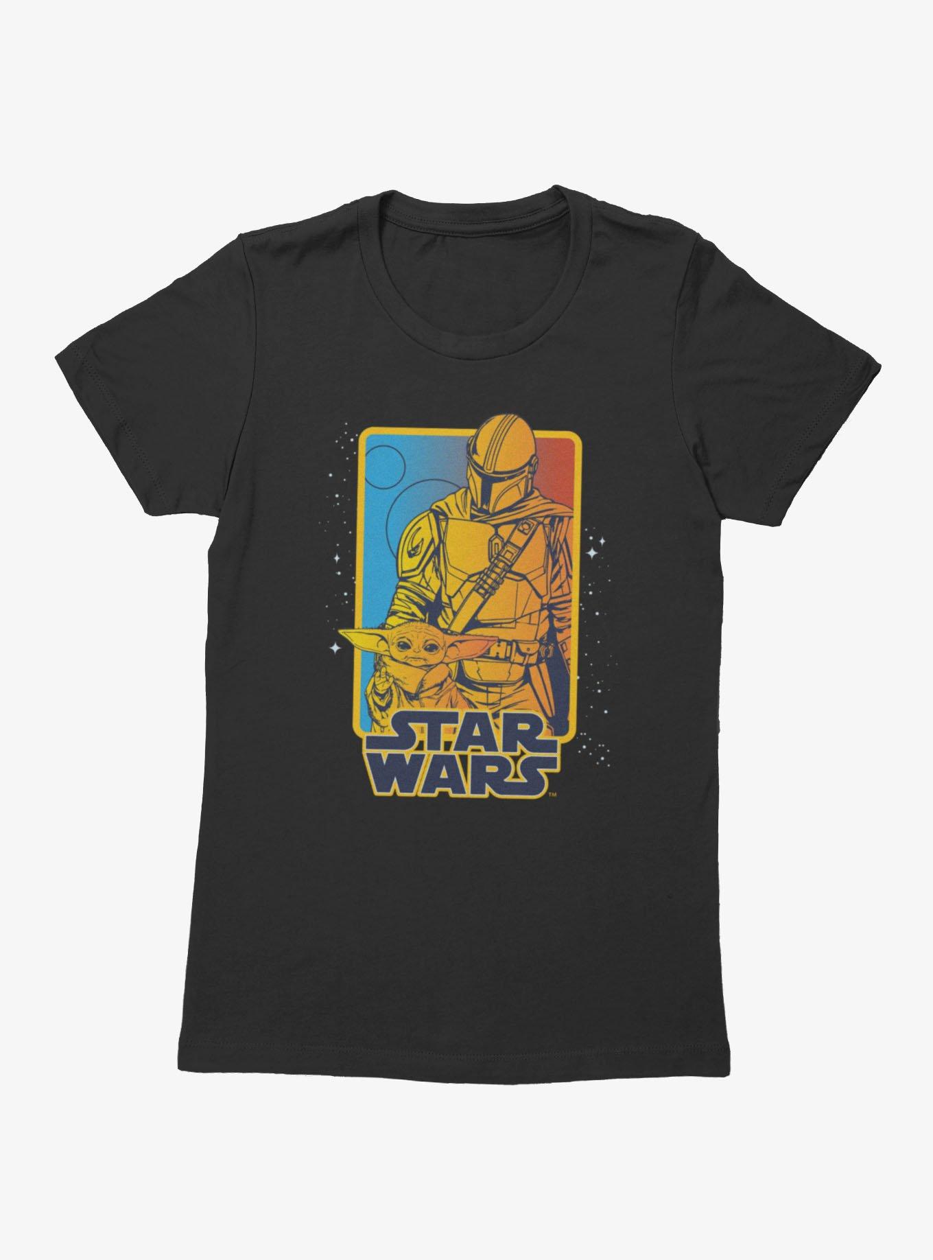 Star Wars The Mandalorian Blue Red Retro Poster Womens T-Shirt, , hi-res