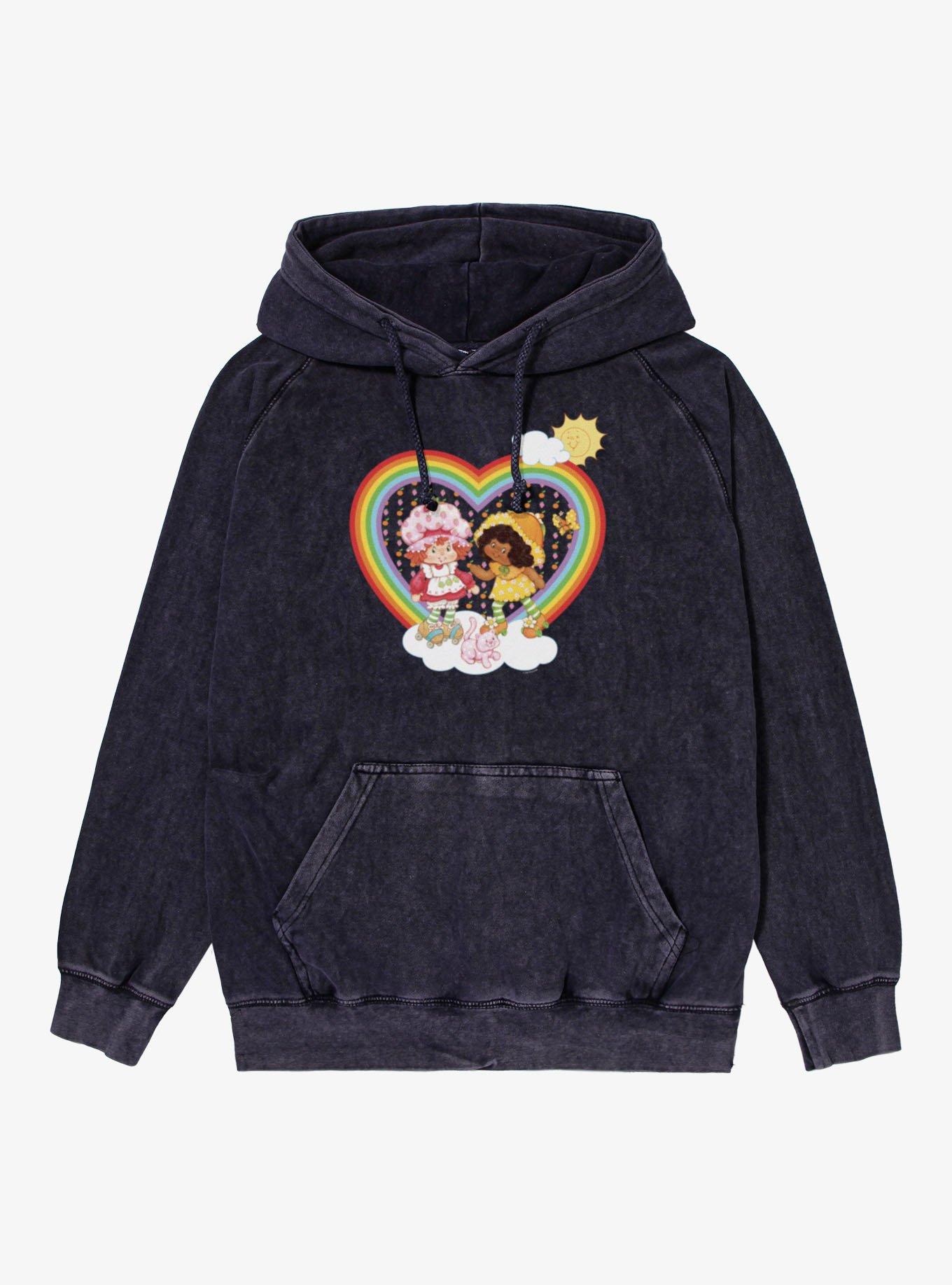 Strawberry Shortcake Rainbow Heart Orange Blossom Vintage Mineral Washed Hoodie, , hi-res