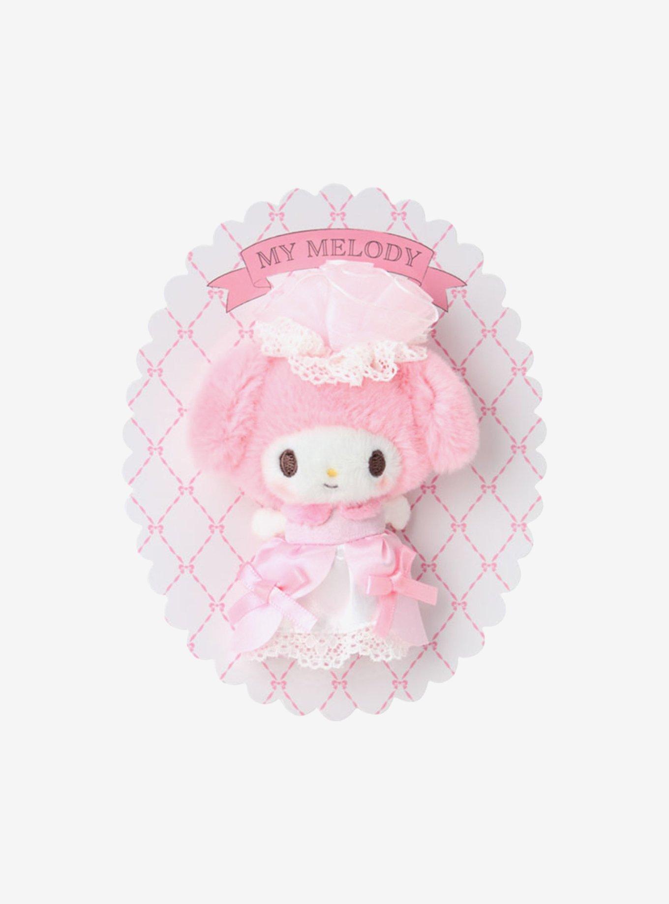 My Melody Pink & White Dress Plush Brooch, , hi-res