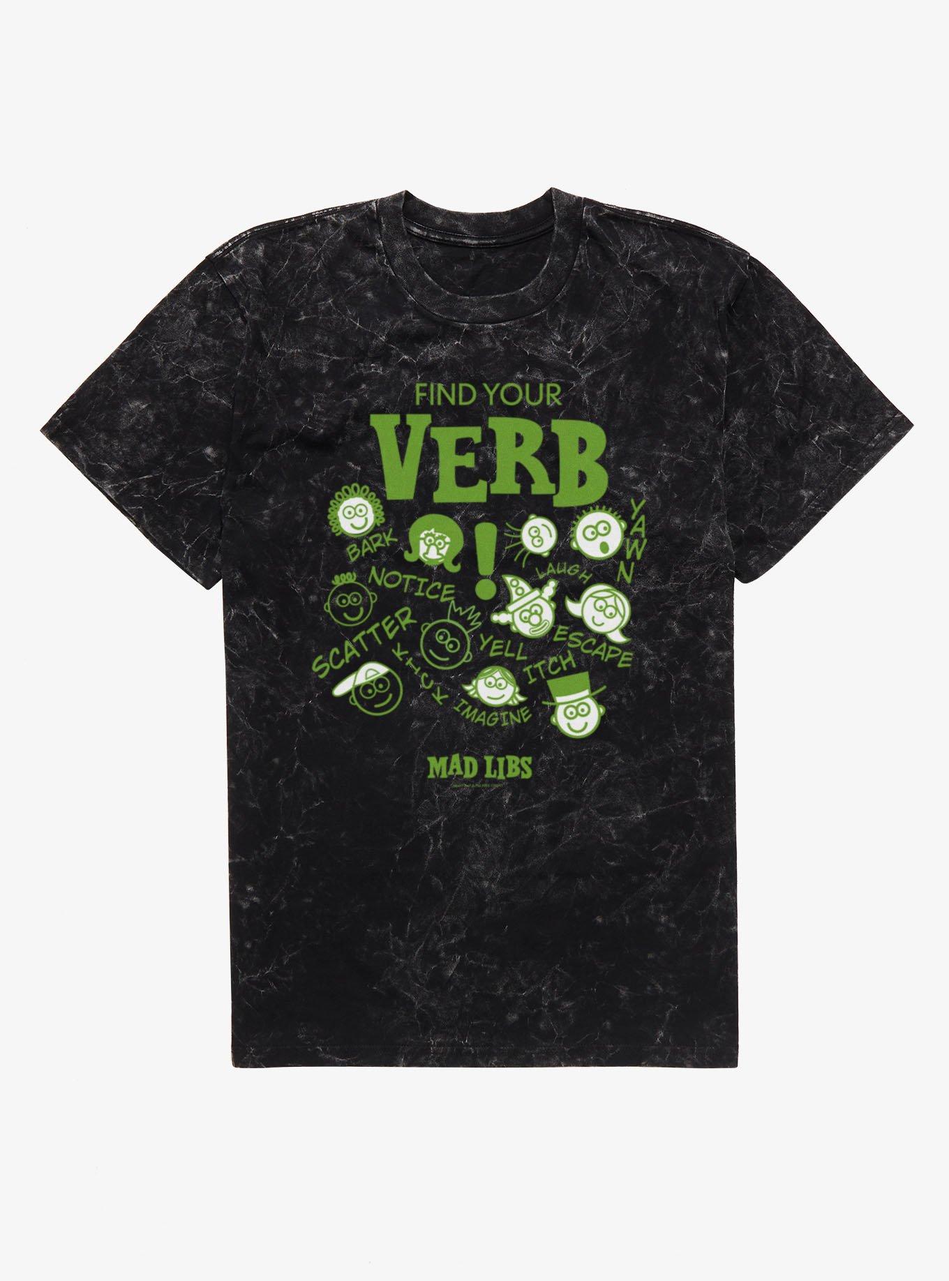 Mad Libs Find Your Verb Faces And Words Mineral Wash T-Shirt