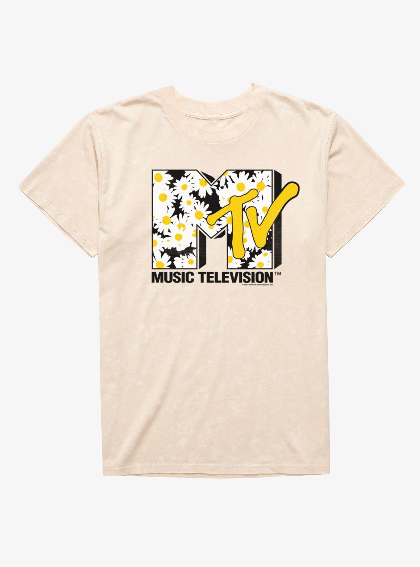 MTV Daisy Flower Fill Logo Mineral Wash T-Shirt