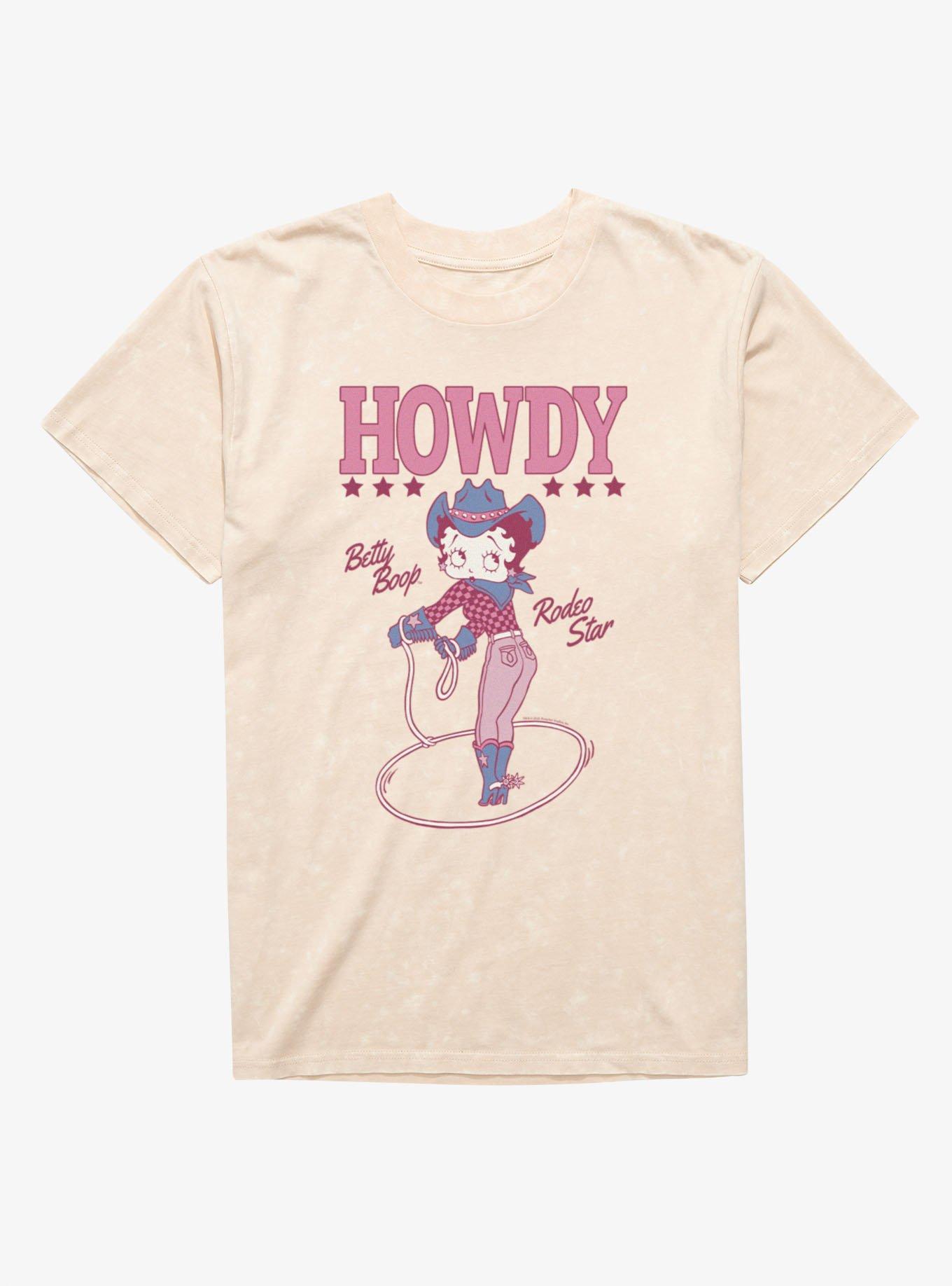 Betty Boop Howdy Rodeo Star Hooping Mineral Wash T-Shirt