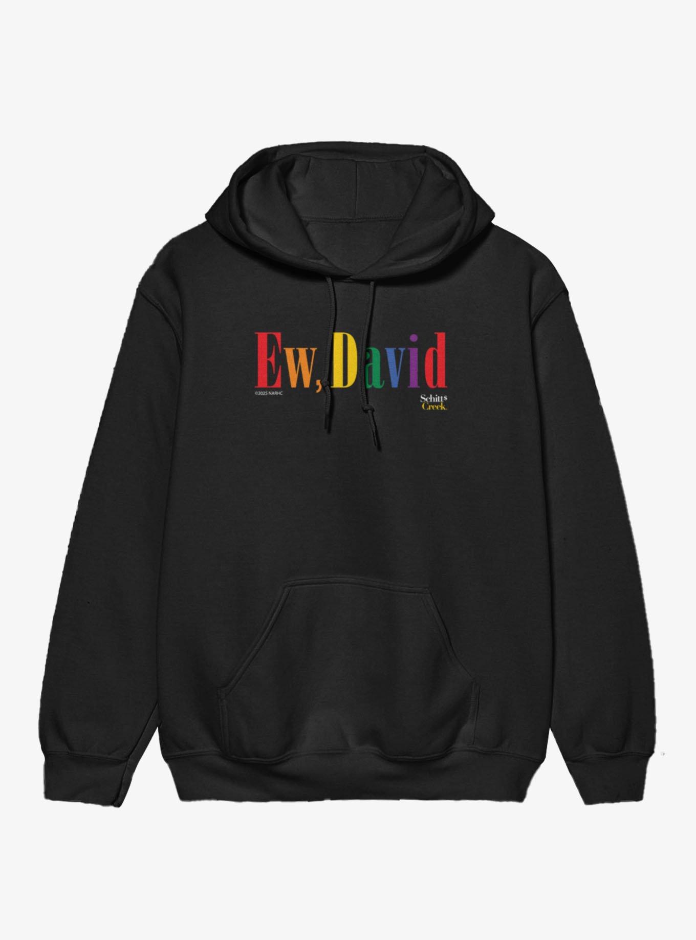 Schitt's Creek Ew David Tall Rainbow Text Hoodie, , hi-res