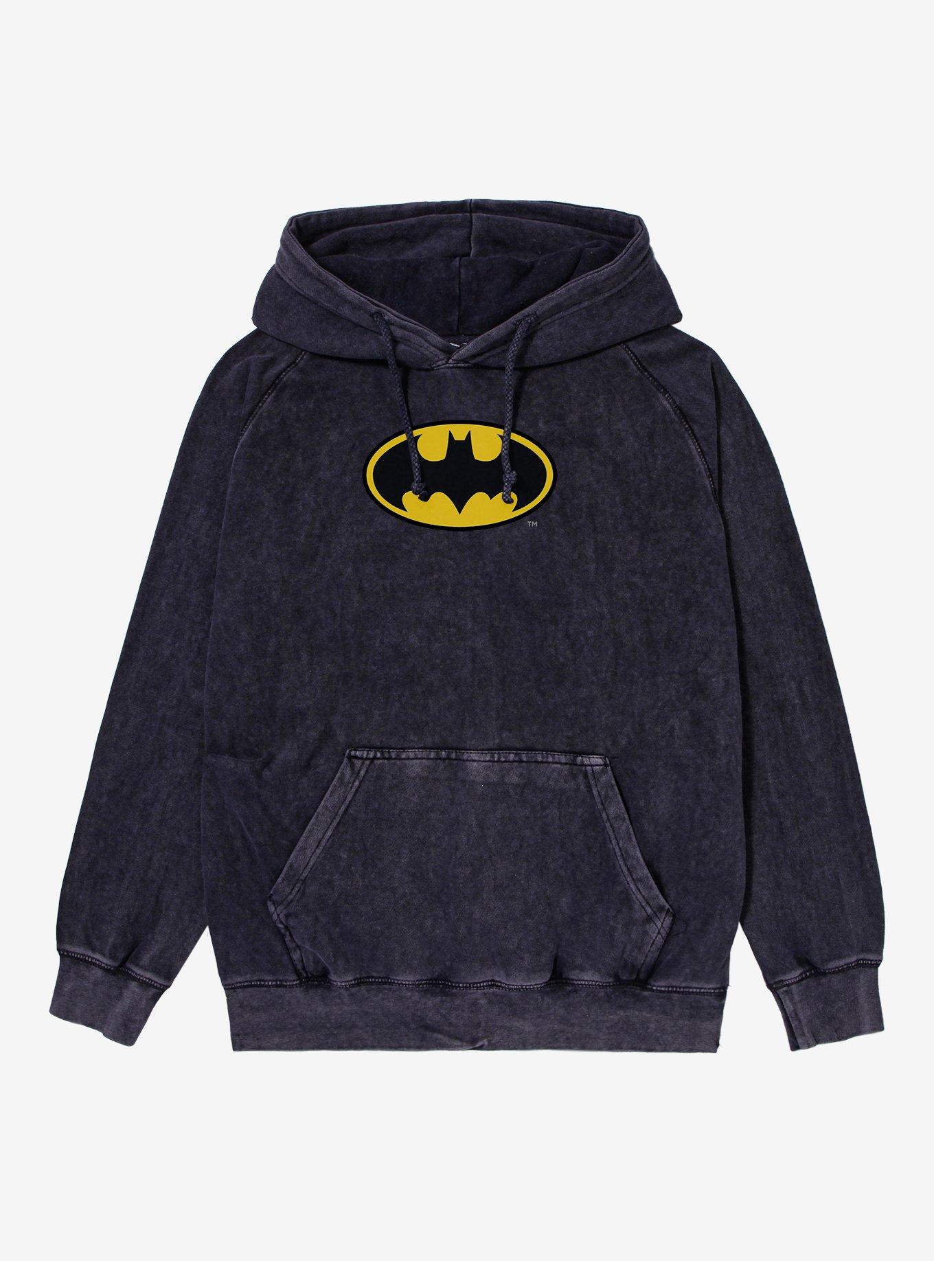 Batman Bat Logo Mineral Wash Hoodie, , hi-res