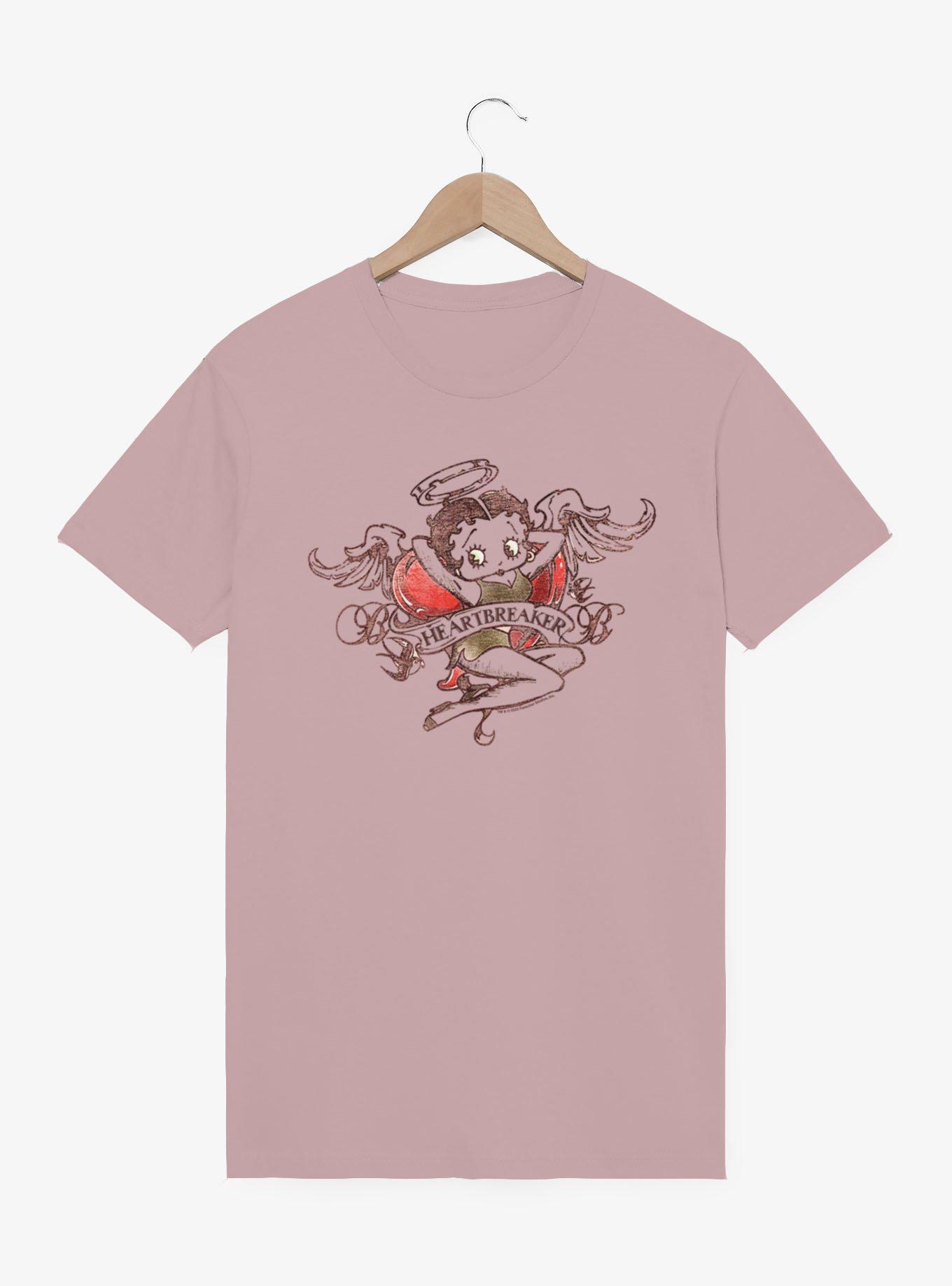 Betty Boop Heartbreaker Angel Tattoo T-Shirt, LIGHT PINK, hi-res view 1