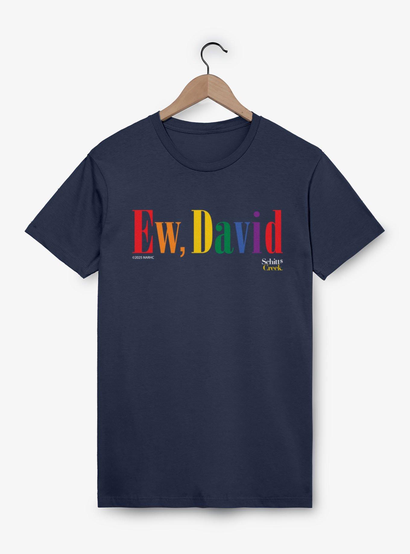 Schitt's Creek Ew David Tall Rainbow Text T-Shirt, , hi-res
