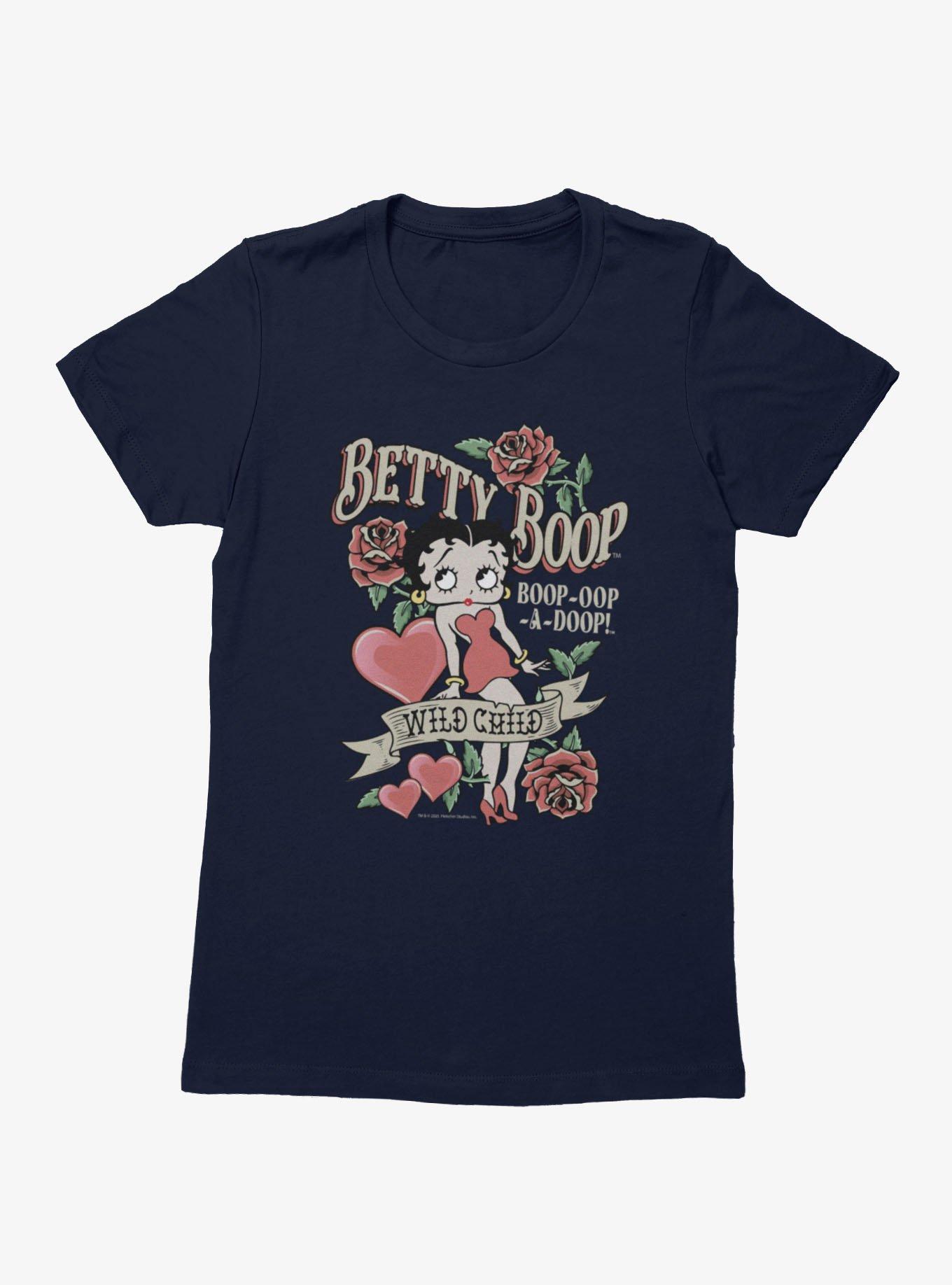 Betty Boop Wild Child Roses And Heart Tattoo Womens T-Shirt, , hi-res view 1