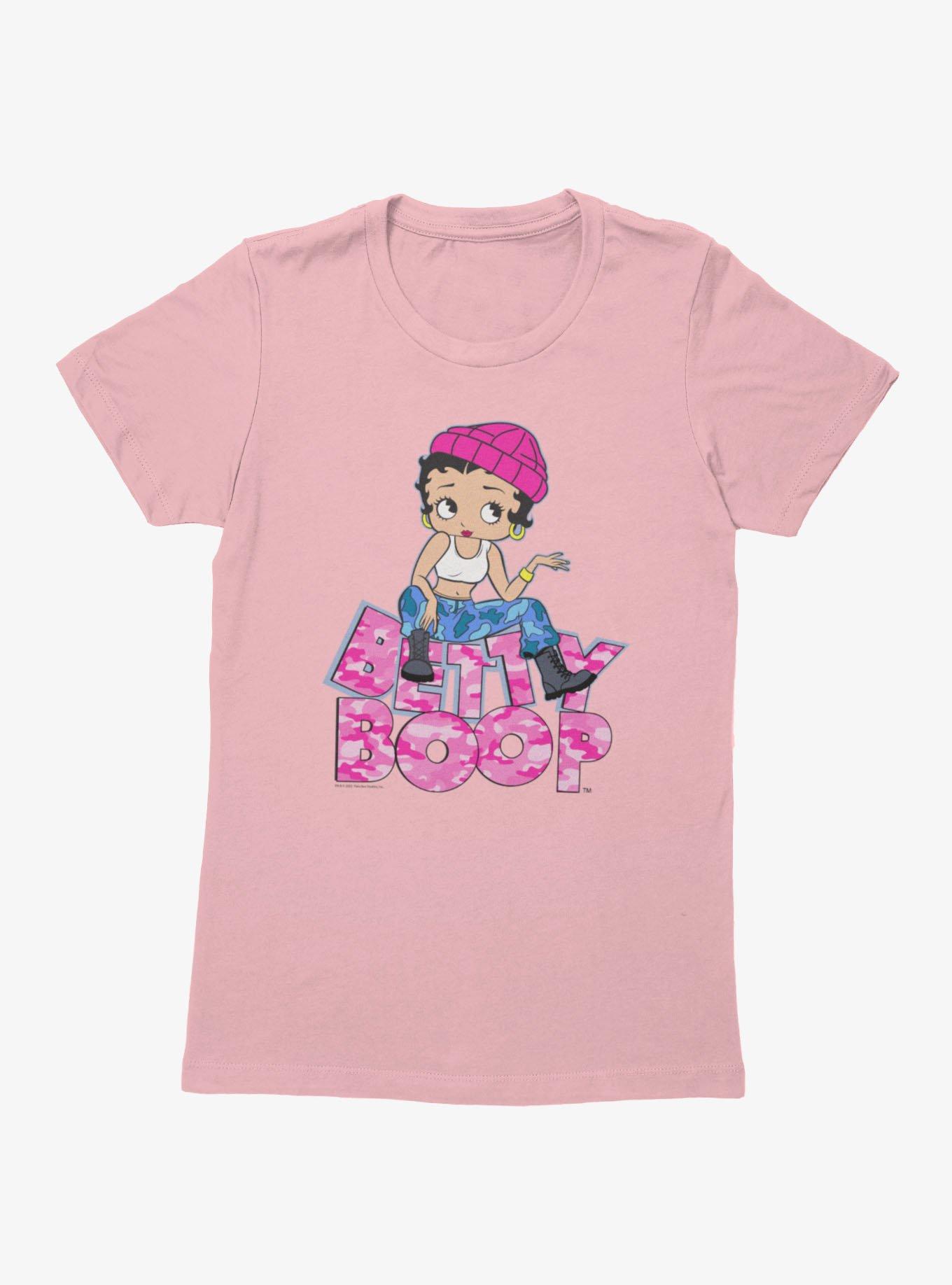 Betty Boop Pink Camo And Boots Womens T-Shirt, , hi-res