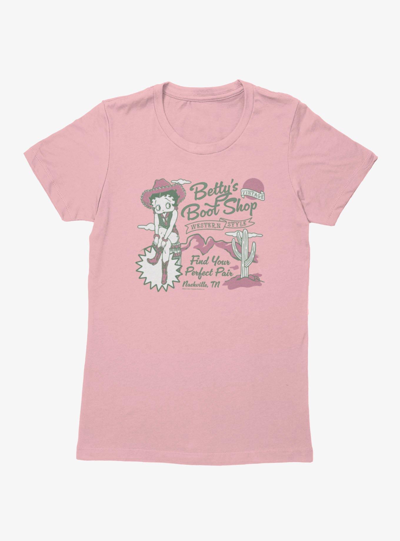 Betty Boop Betty's Boot Shop Western Style Womens T-Shirt, , hi-res view 1