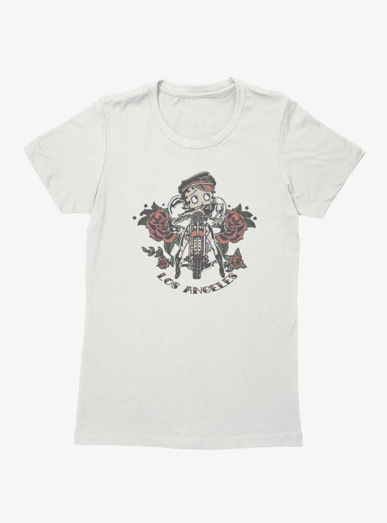 Betty Boop Los Angeles Motorcycle Roses Womens T-Shirt, , hi-res view 1