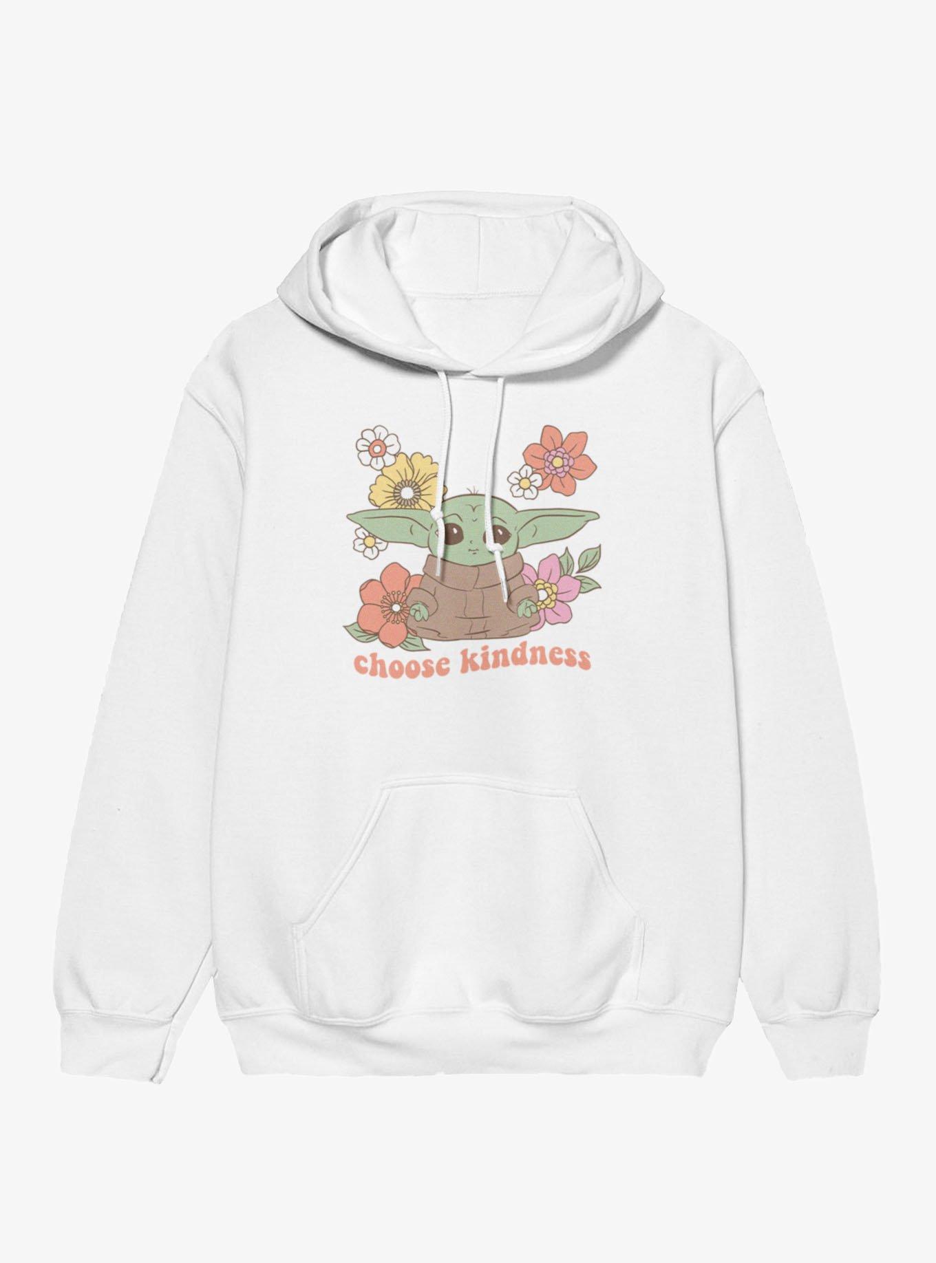 Star Wars The Mandalorian Grogu Choose Kindness Flowers Hoodie, WHITE, hi-res view 1