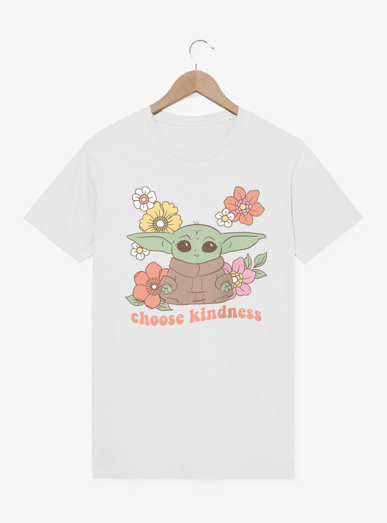 Star Wars The Mandalorian Grogu Choose Kindness Flowers T-Shirt, WHITE, hi-res view 1