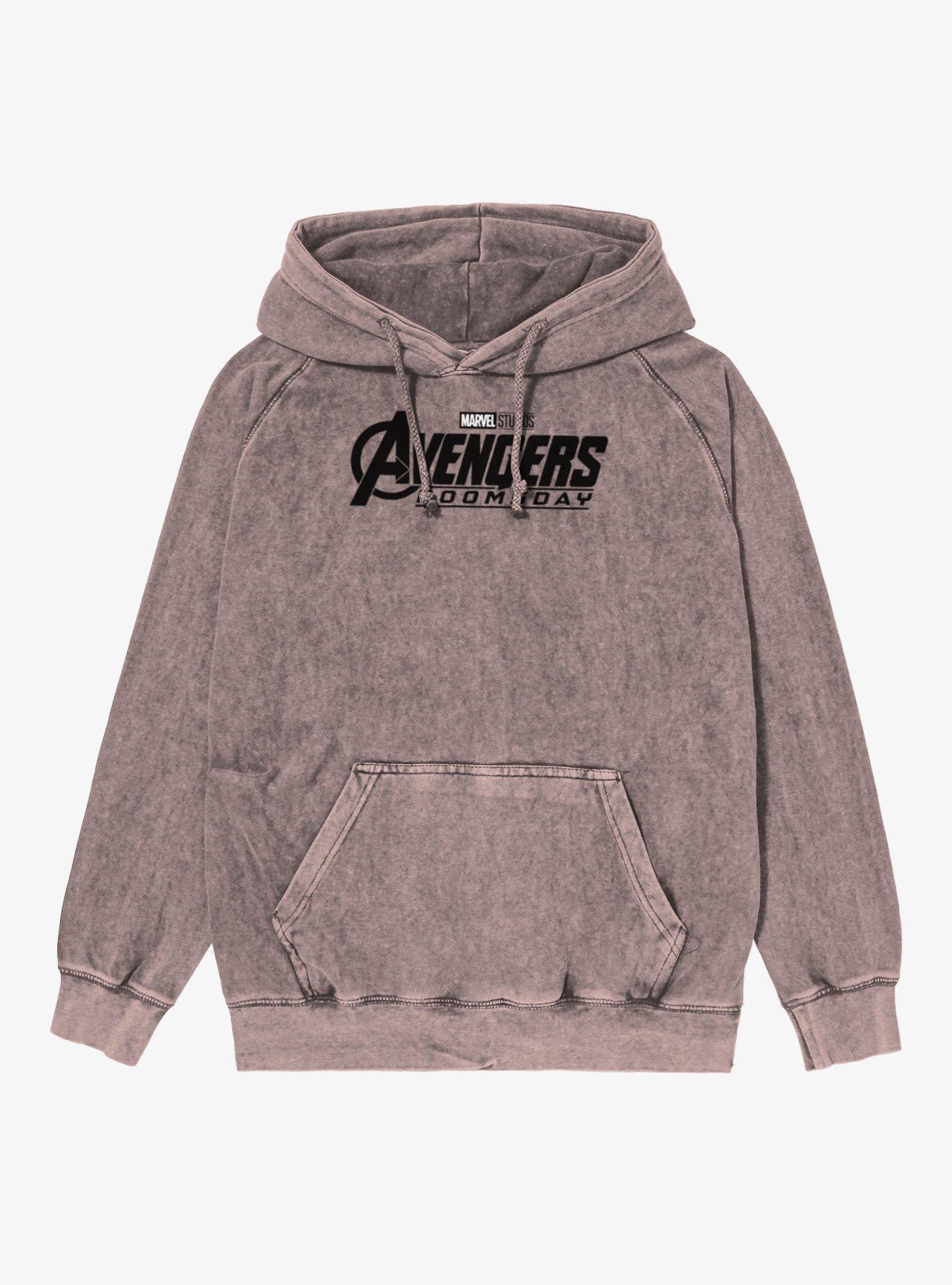 Marvel Avengers Doomsday Black White Logo Mineral Wash Hoodie, , hi-res
