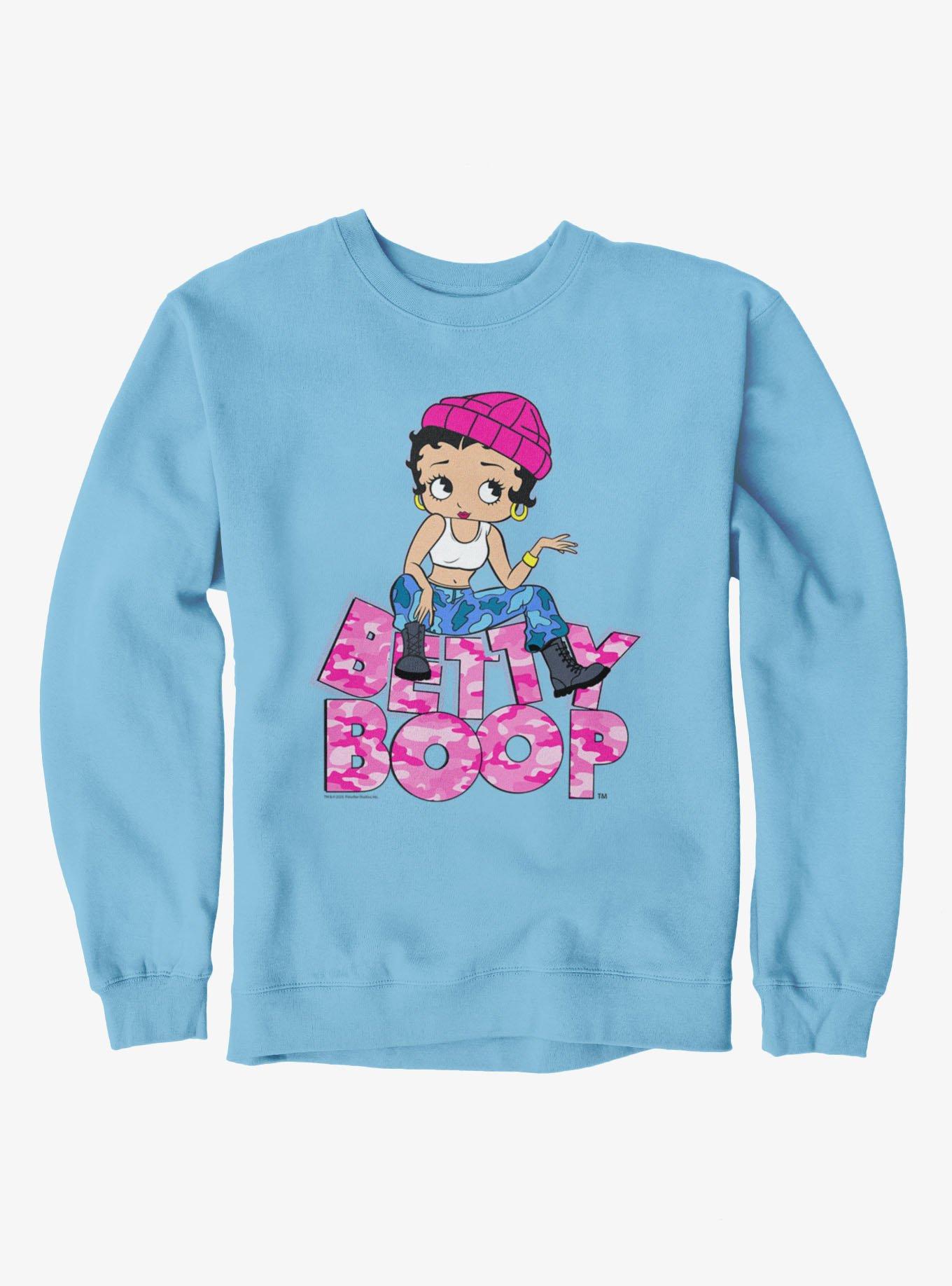 Betty Boop Pink Camo And Boots Sweatshirt, , hi-res